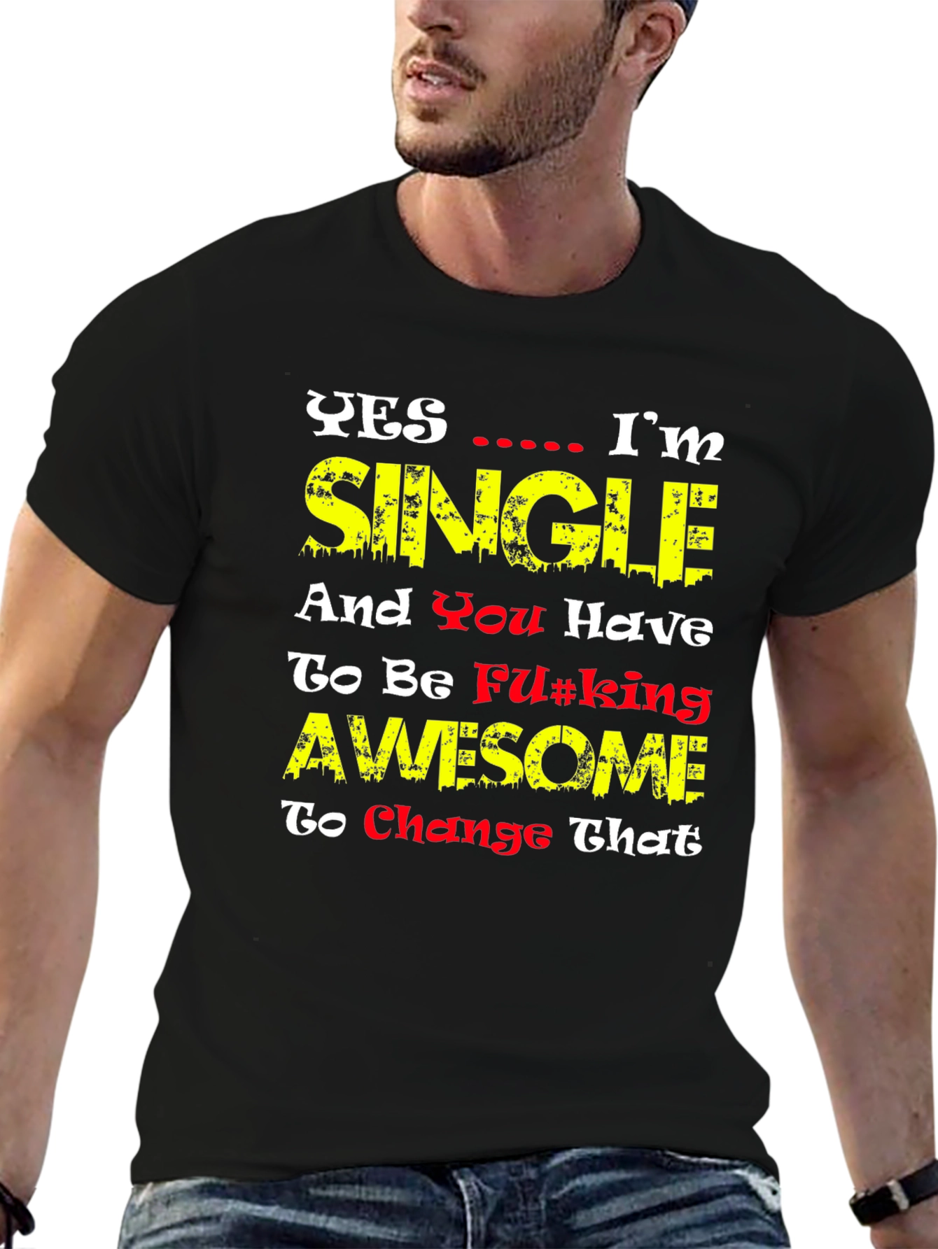 Single & Awesome Graphic Tee - Funny Mens T-Shirt