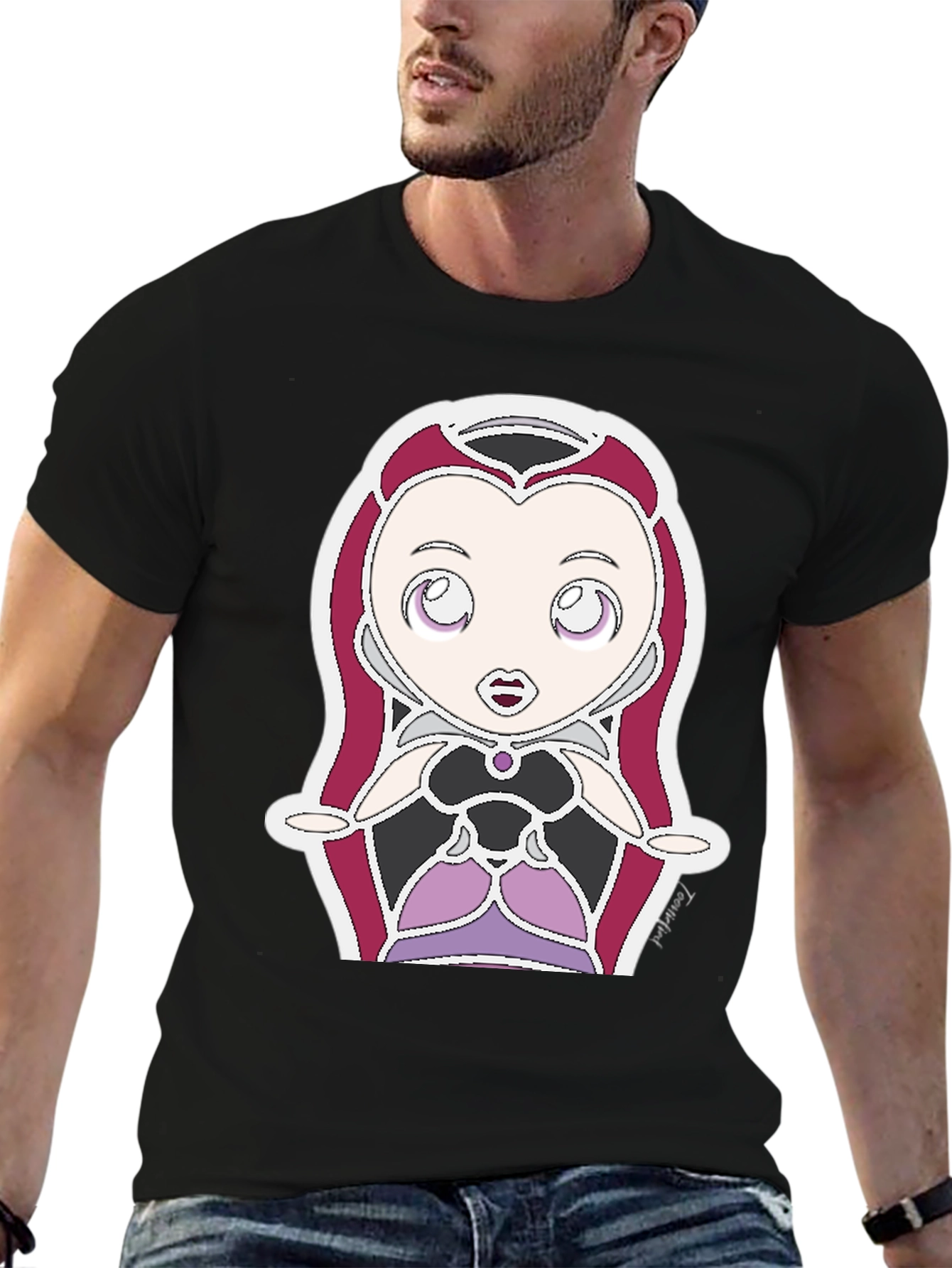 Cartoon Villain Graphic Tee - Black