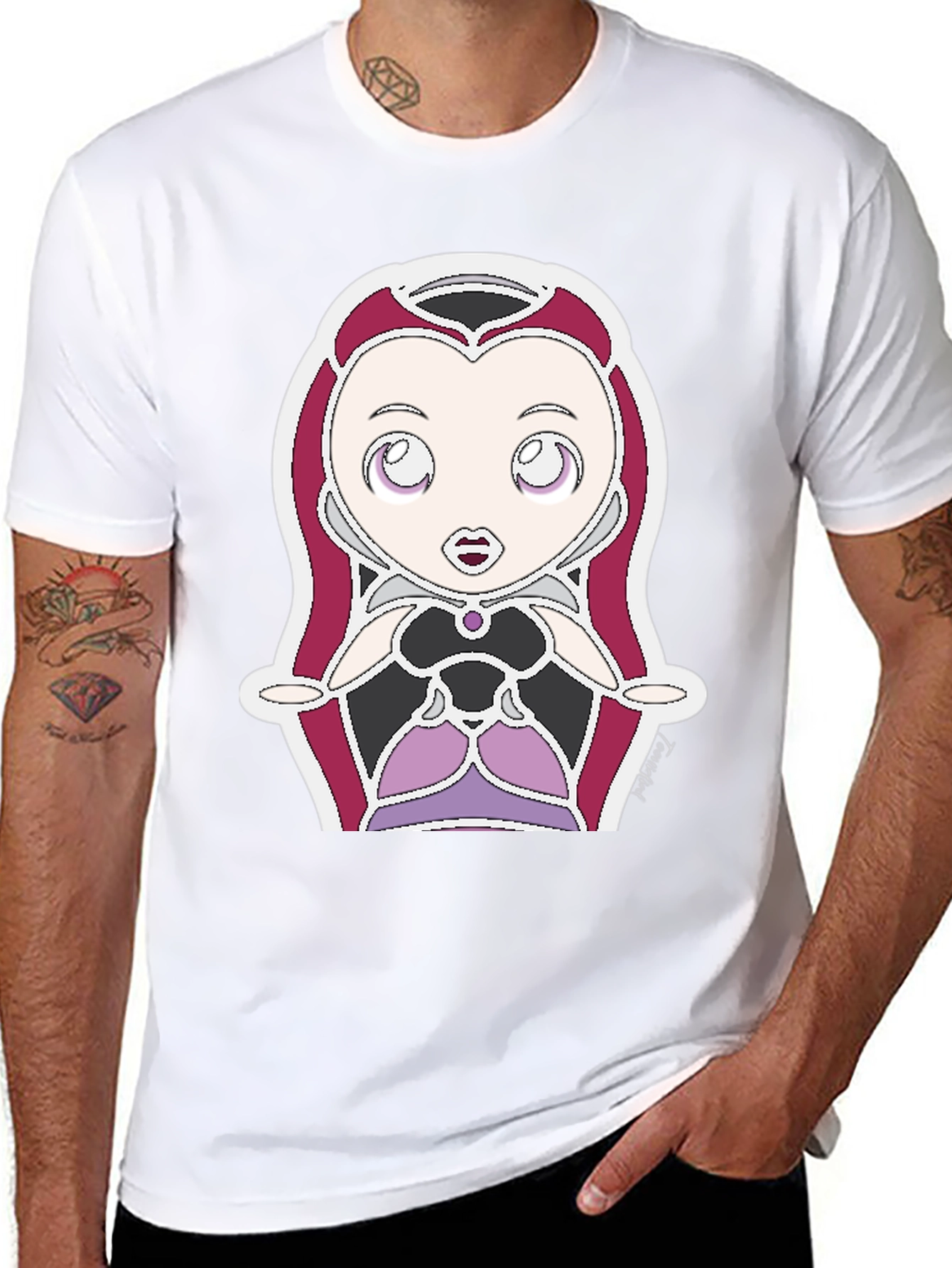 Cartoon Villain Graphic Tee - Black