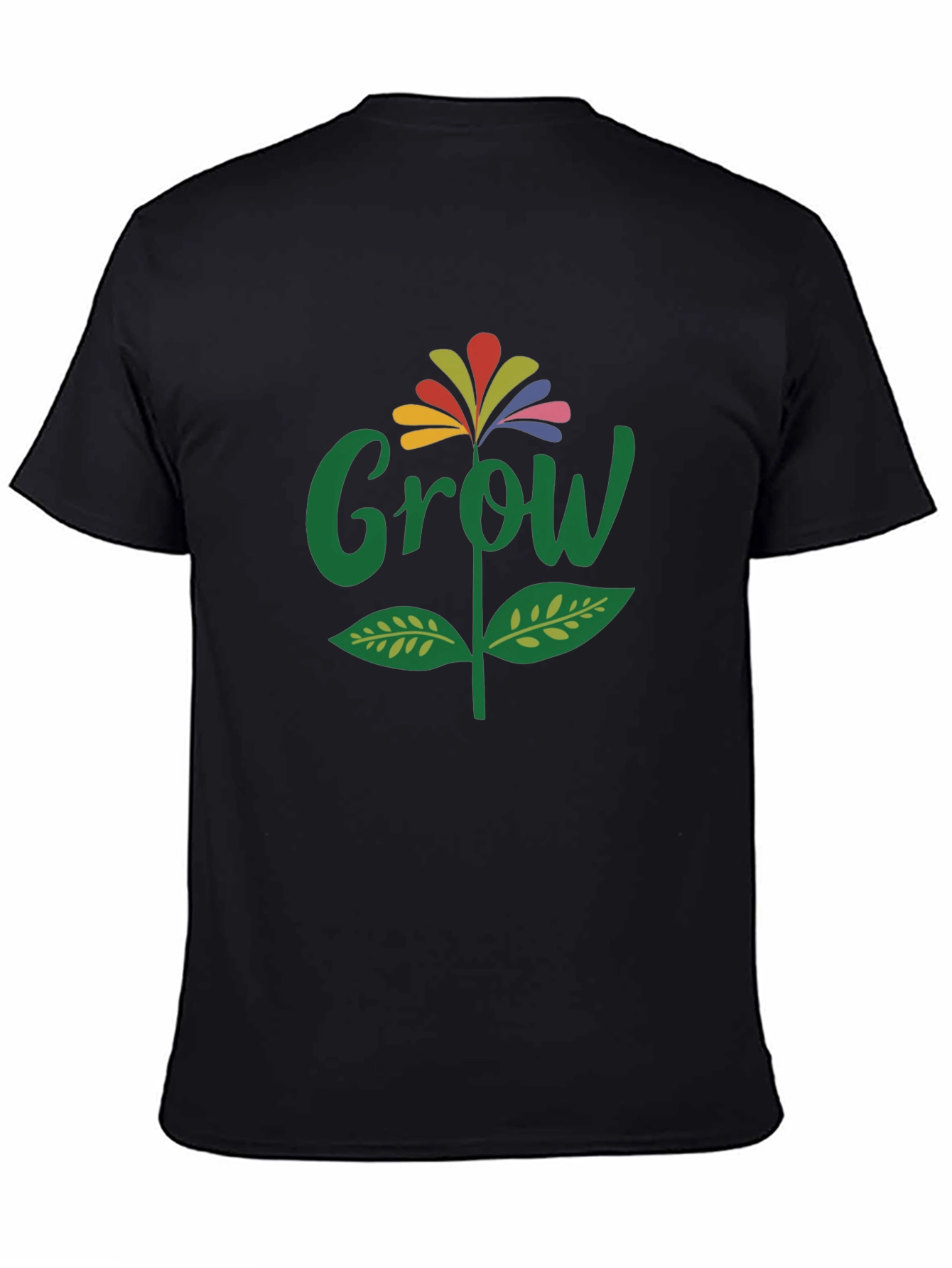 Grow Flower Graphic T-Shirt - Black