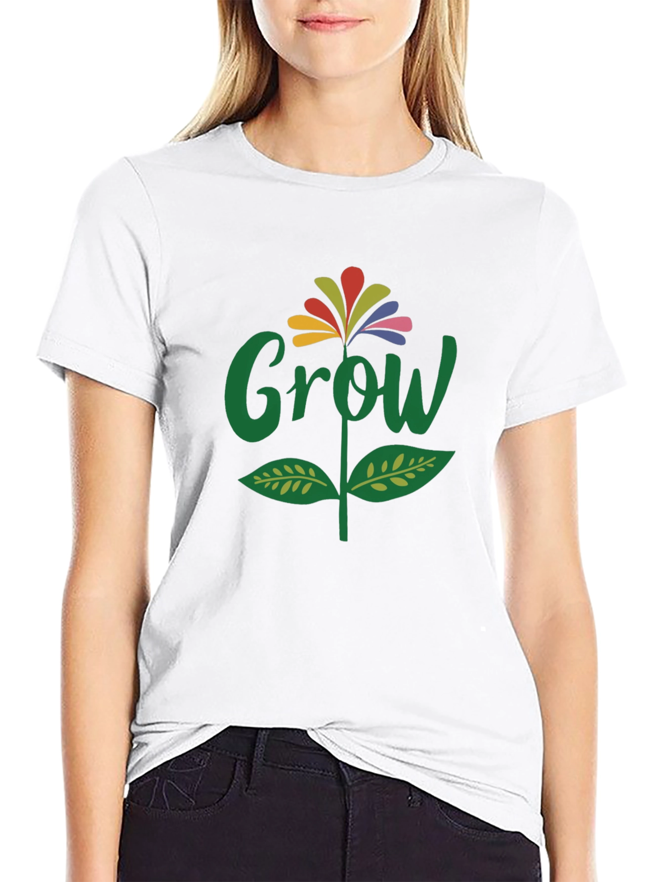 Grow Flower Graphic T-Shirt - Black