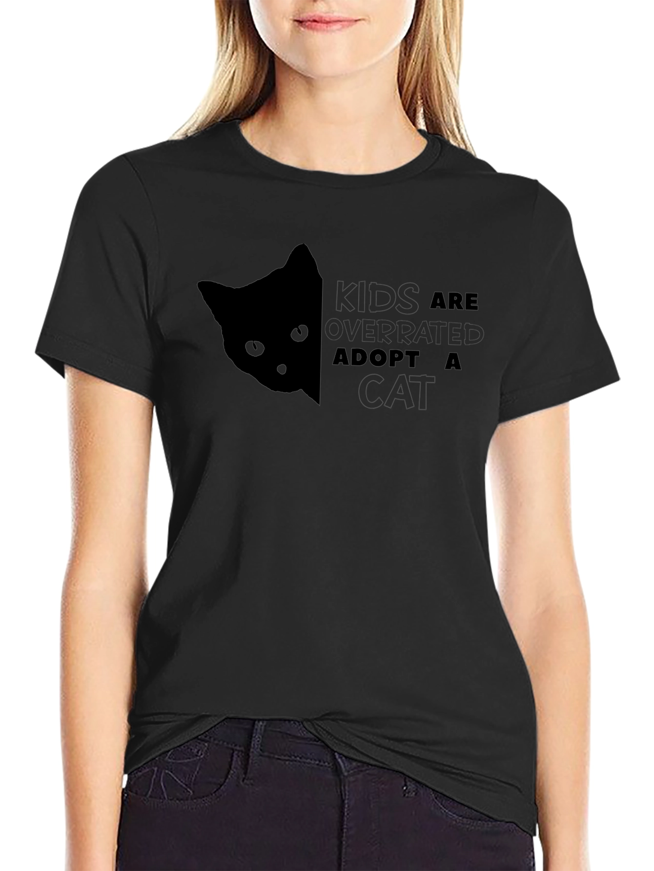 Adopt a Cat Graphic Tee - Kids are Overrated!