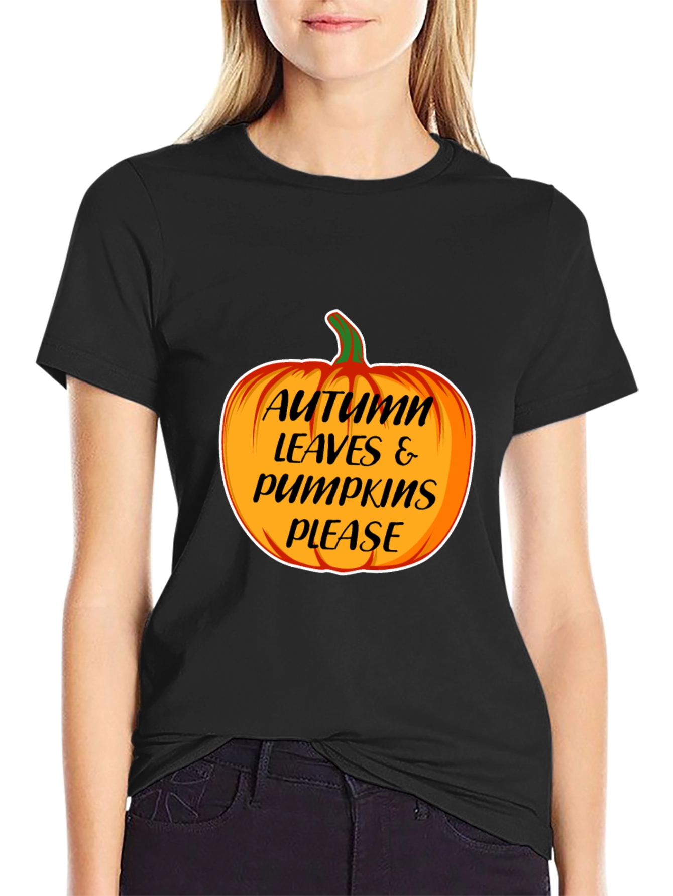 Autumn Leaves & Pumpkins Please T-Shirt