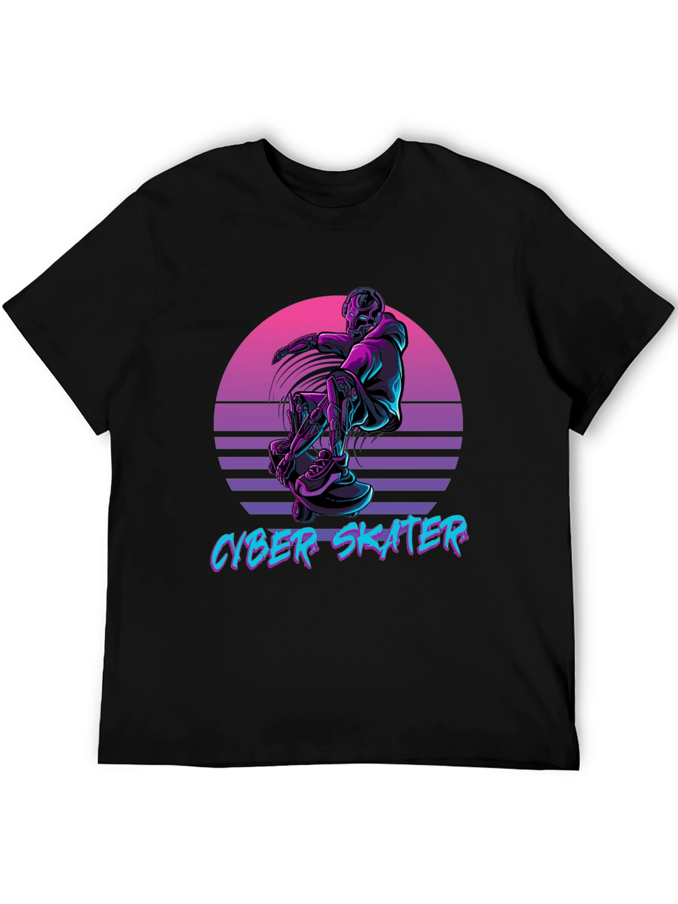 Cyber Skater Black T-Shirt Vaporwave Design
