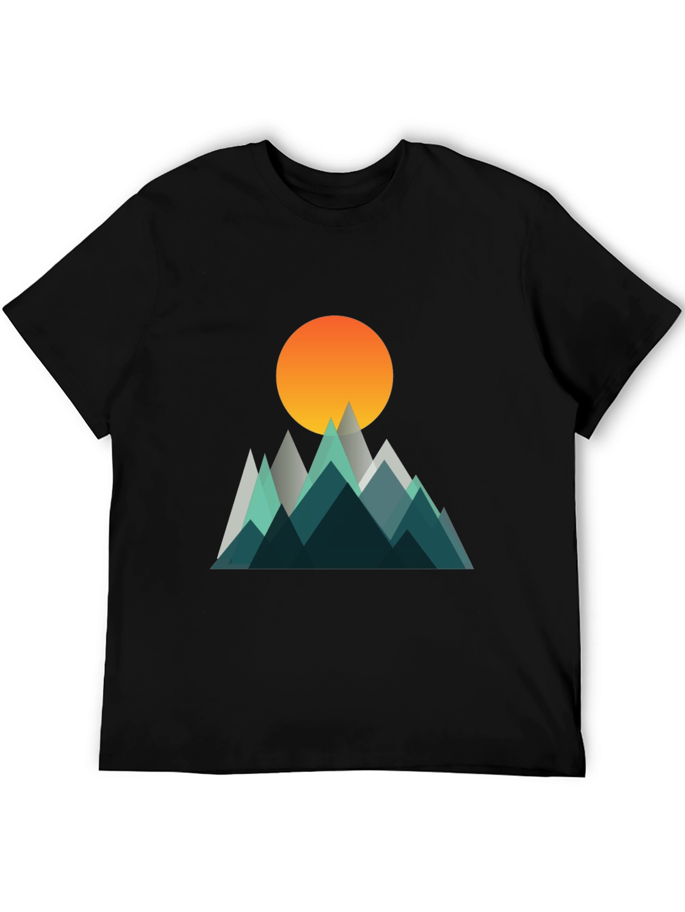 Geometric Mountain Sunset Graphic T-Shirt