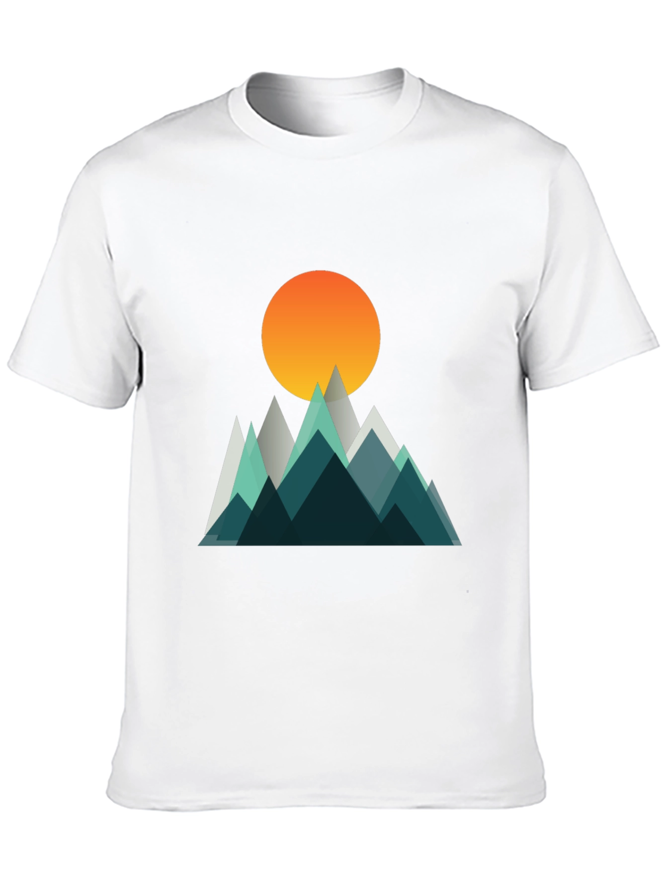 Geometric Mountain Sunset Graphic T-Shirt