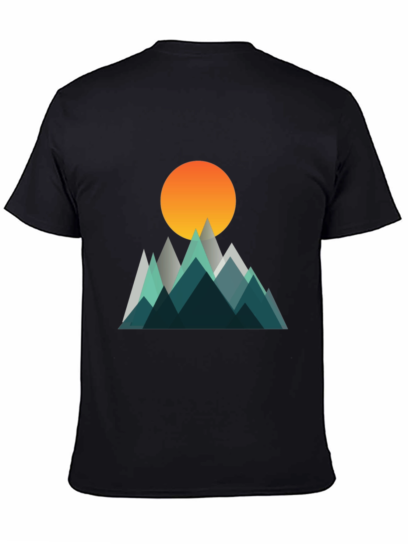 Geometric Mountain Sunset Graphic T-Shirt