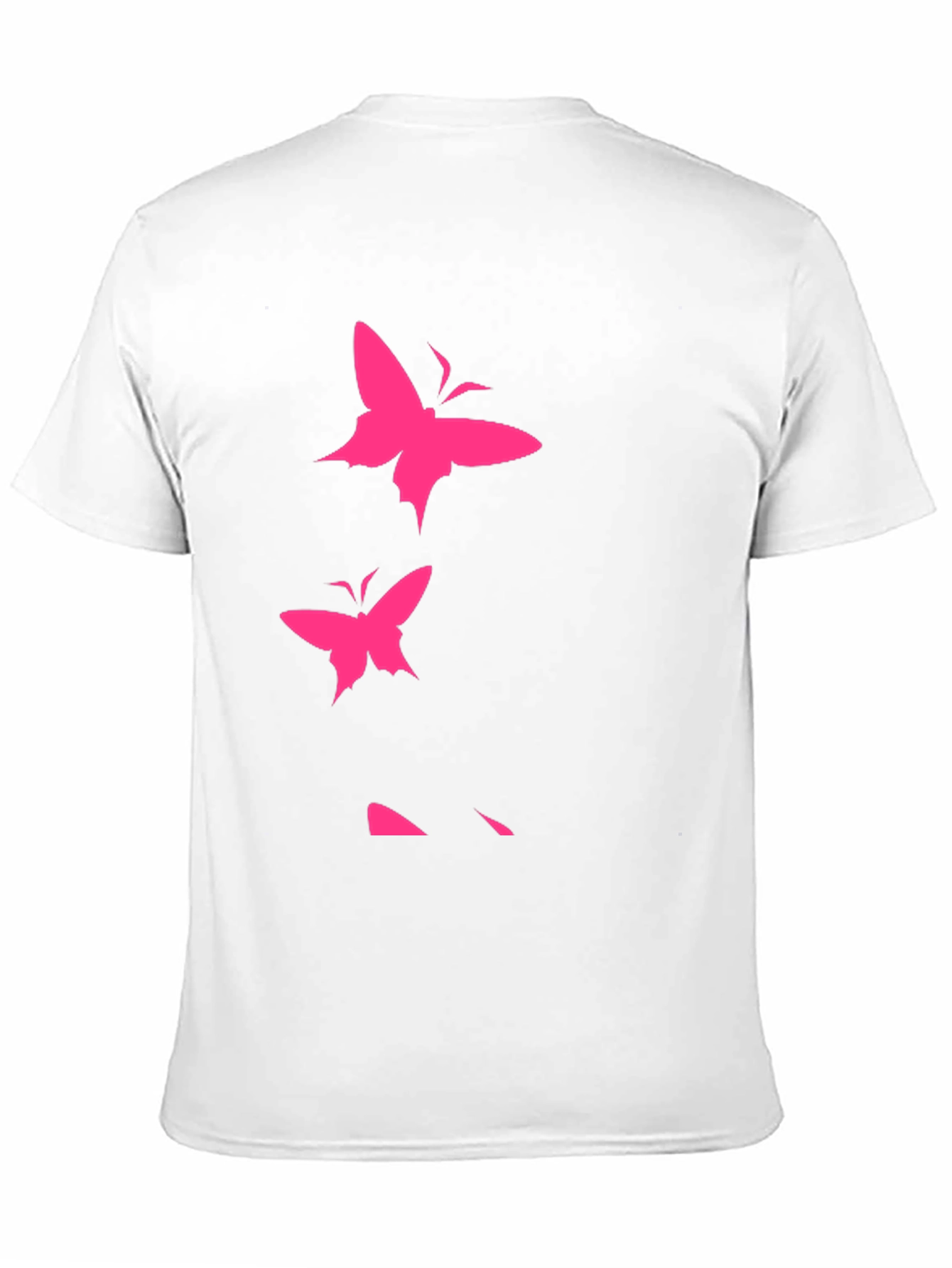 Pink Butterfly Graphic Black T-Shirt
