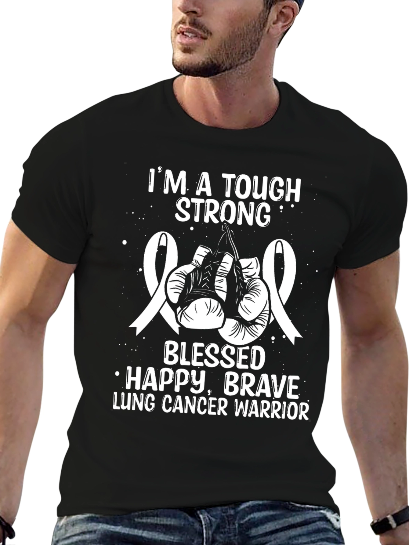 Tough Strong Lung Cancer Warrior Boxing Glove T-Shirt