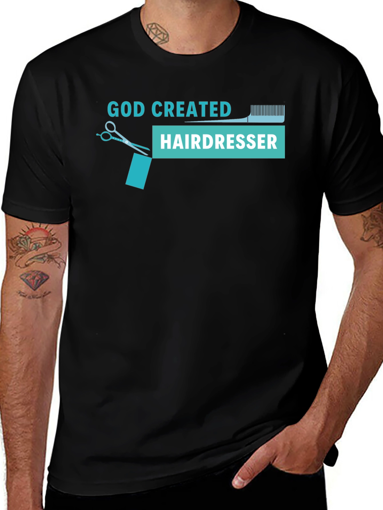God Created Hairdresser T-Shirt - Black