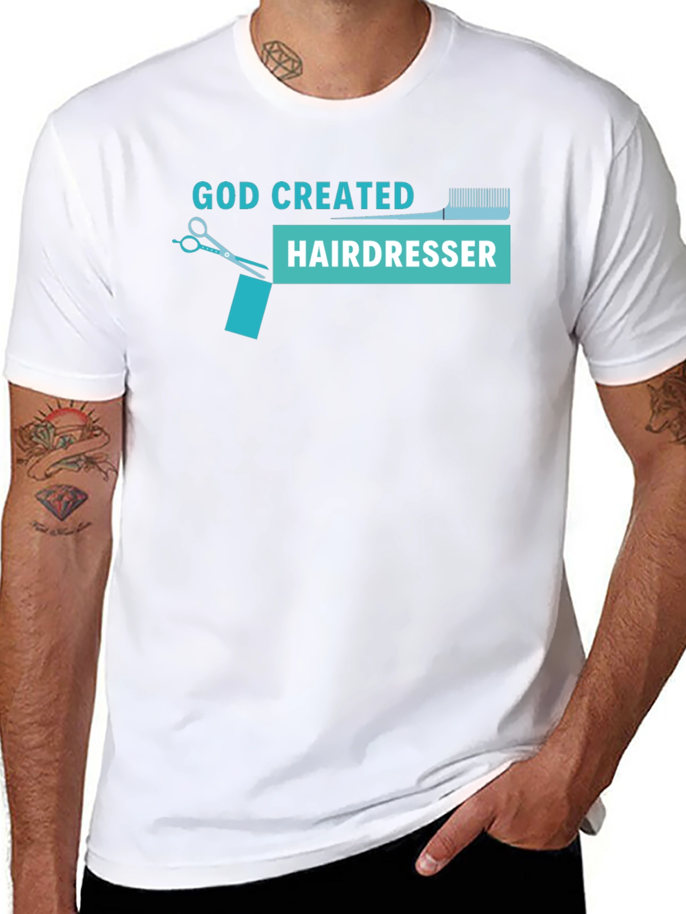 God Created Hairdresser T-Shirt - Black