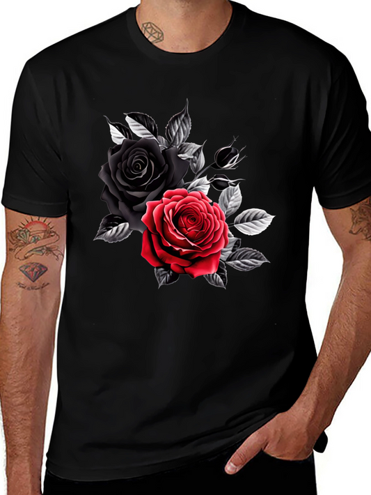 Rose Graphic T-Shirt - Black Cotton Tee