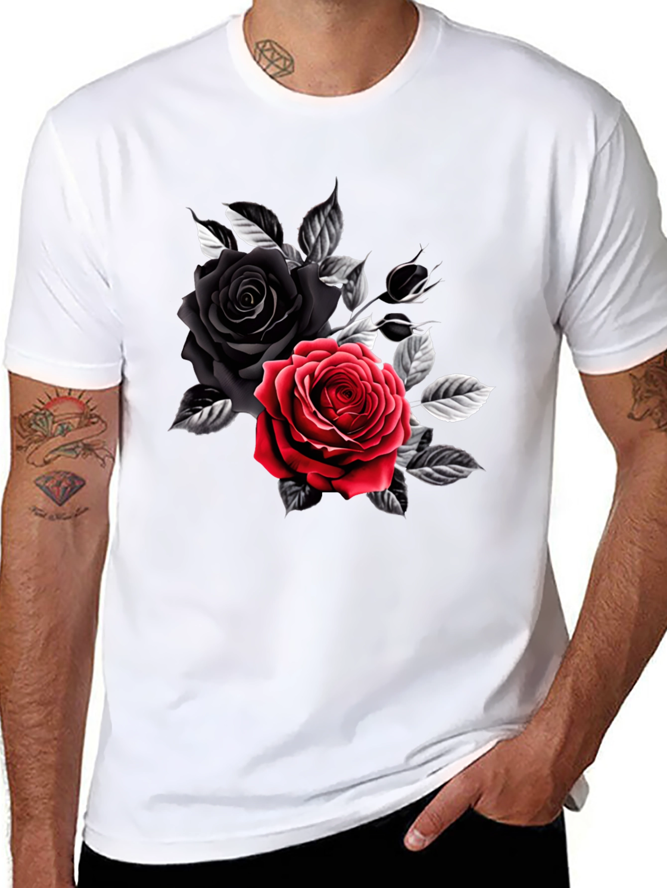 Rose Graphic T-Shirt - Black Cotton Tee
