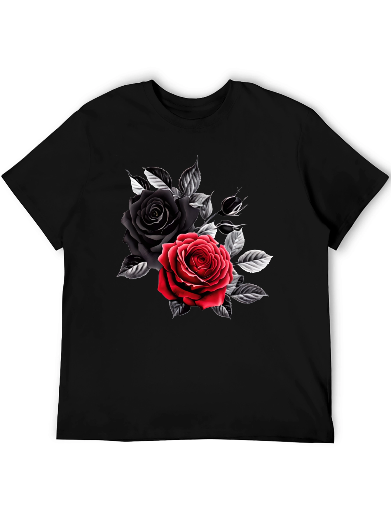 Rose Graphic T-Shirt - Black Cotton Tee