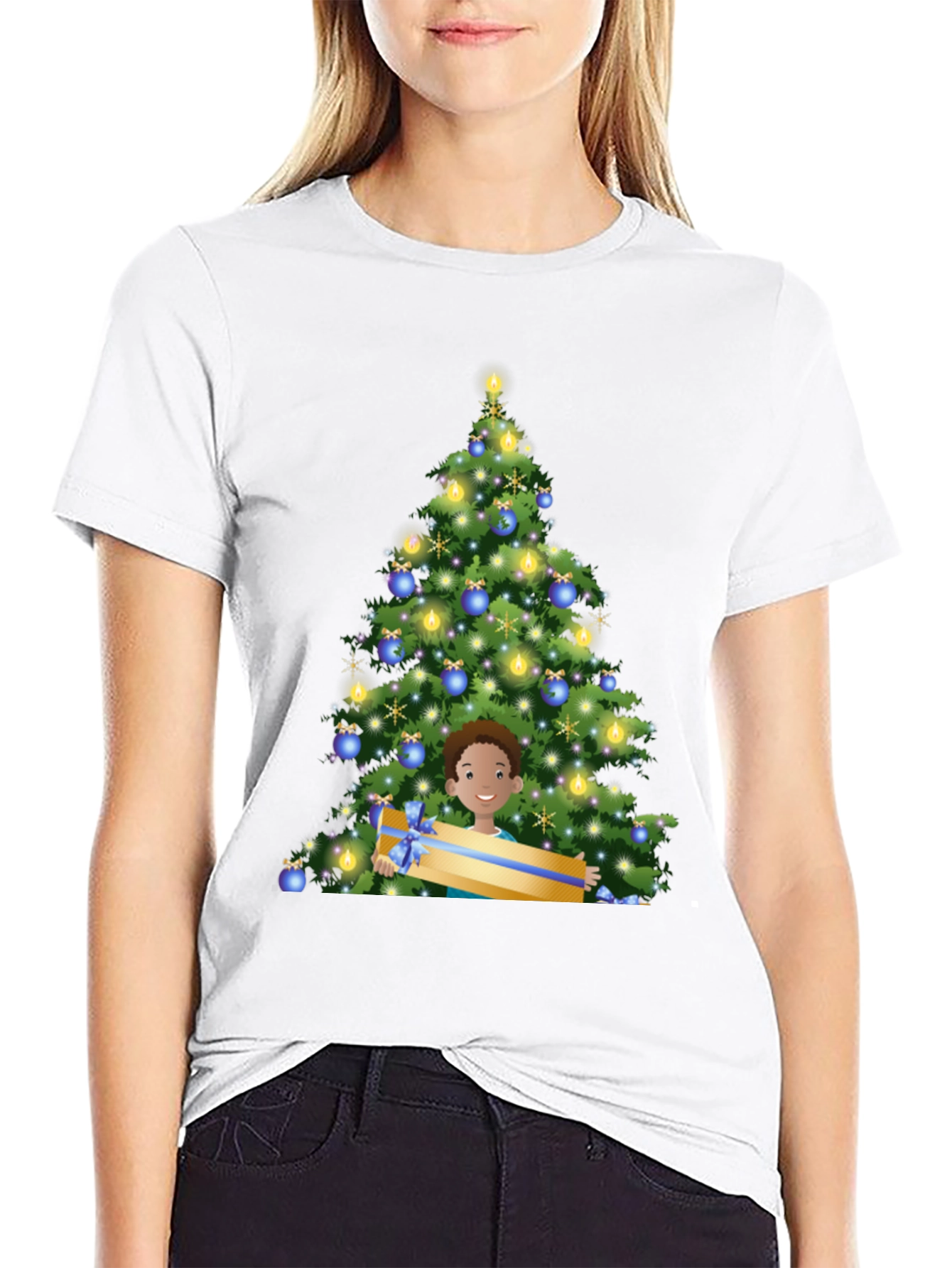 Festive Christmas Tree & Boy Graphic Tee