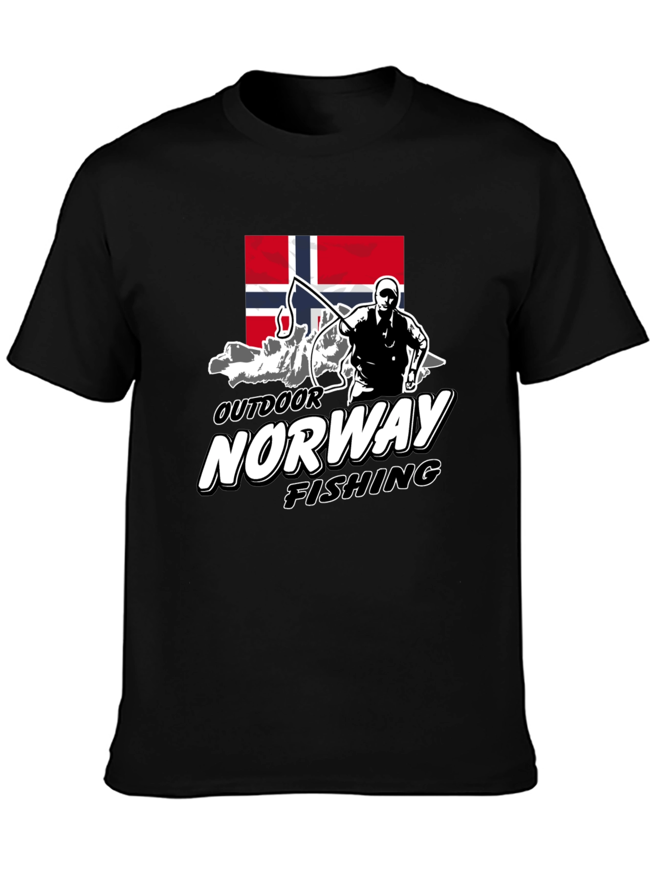 Norway Outdoor Fishing Graphic Tee - Black