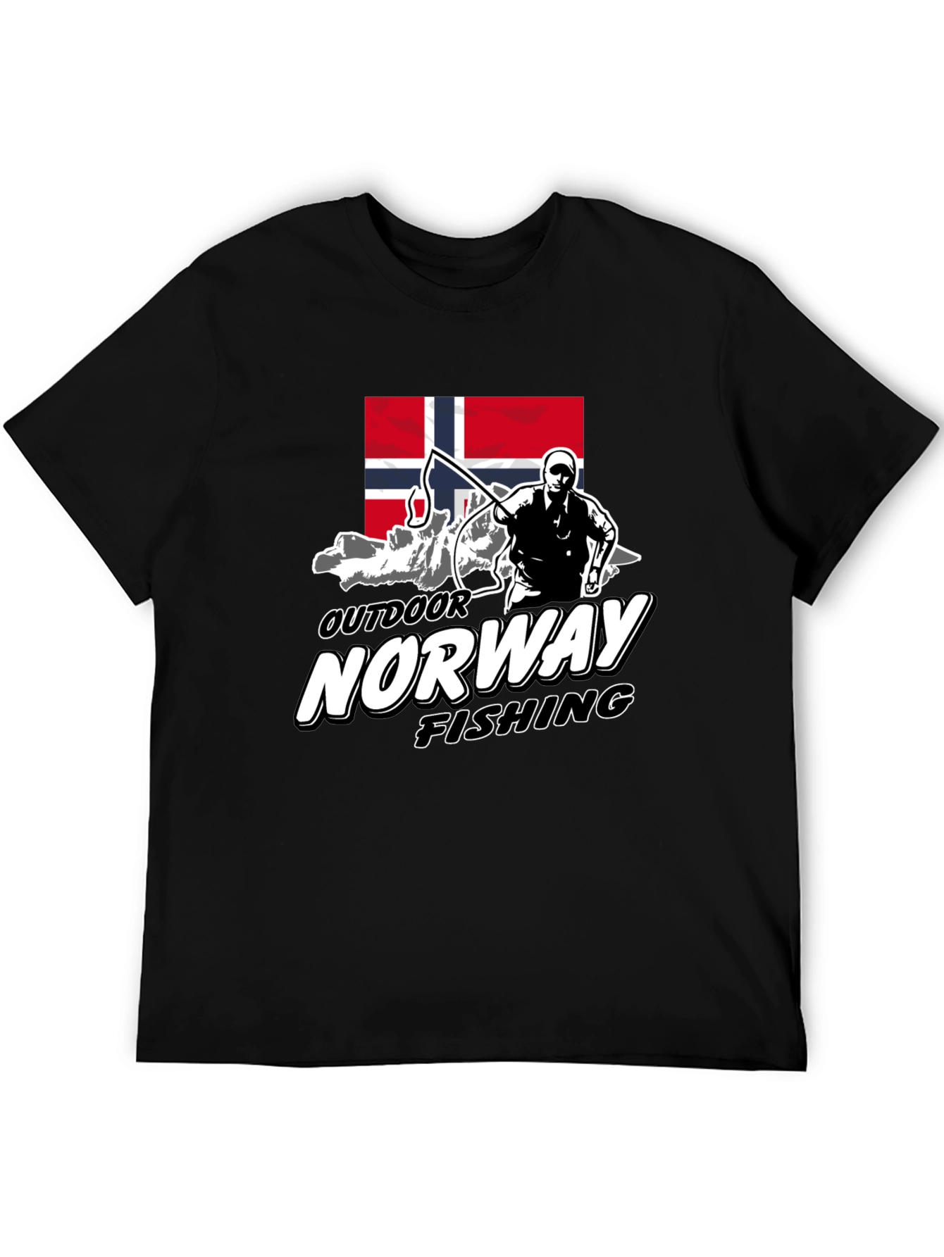 Norway Outdoor Fishing Graphic Tee - Black