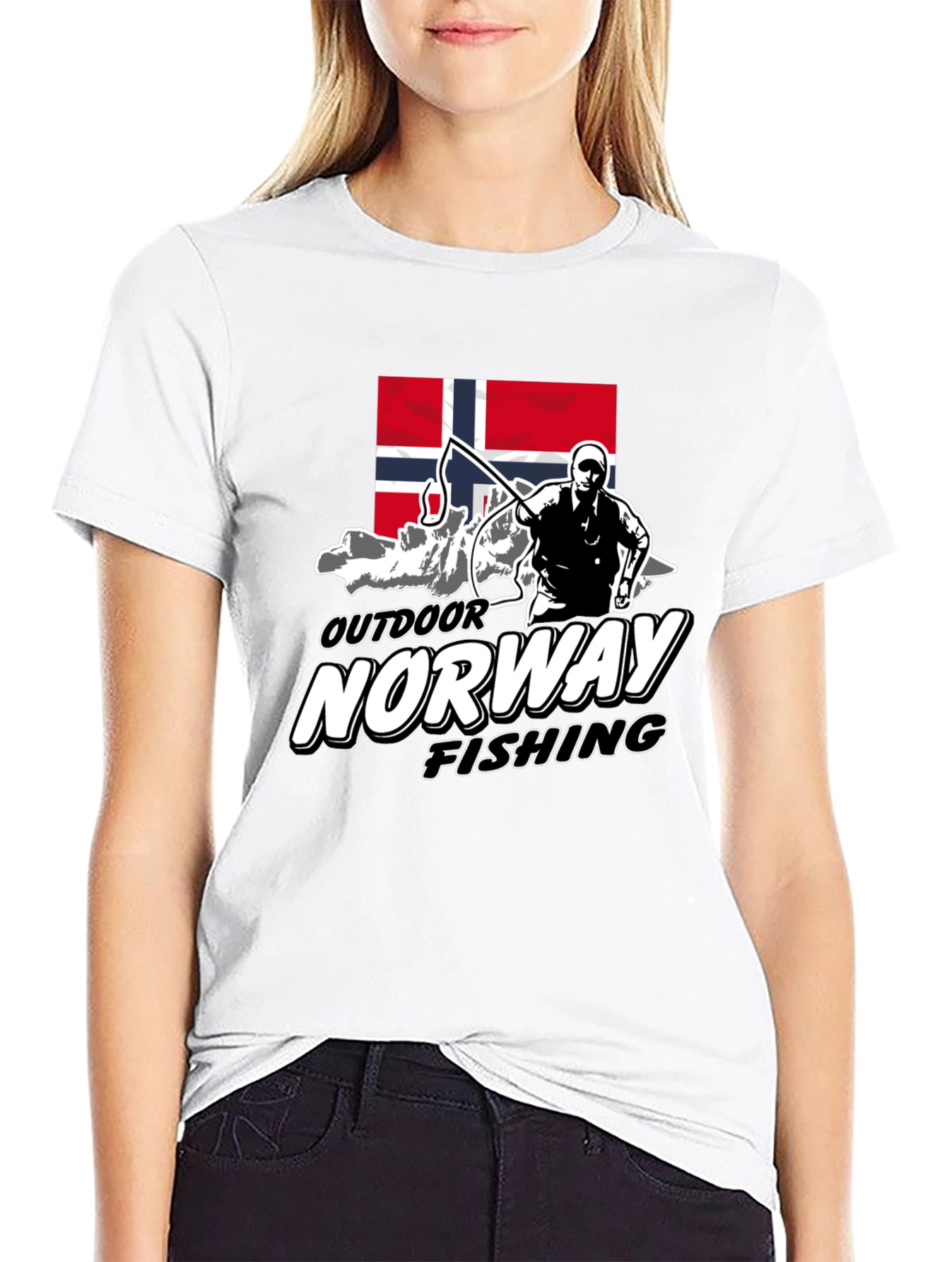 Norway Outdoor Fishing Graphic Tee - Black