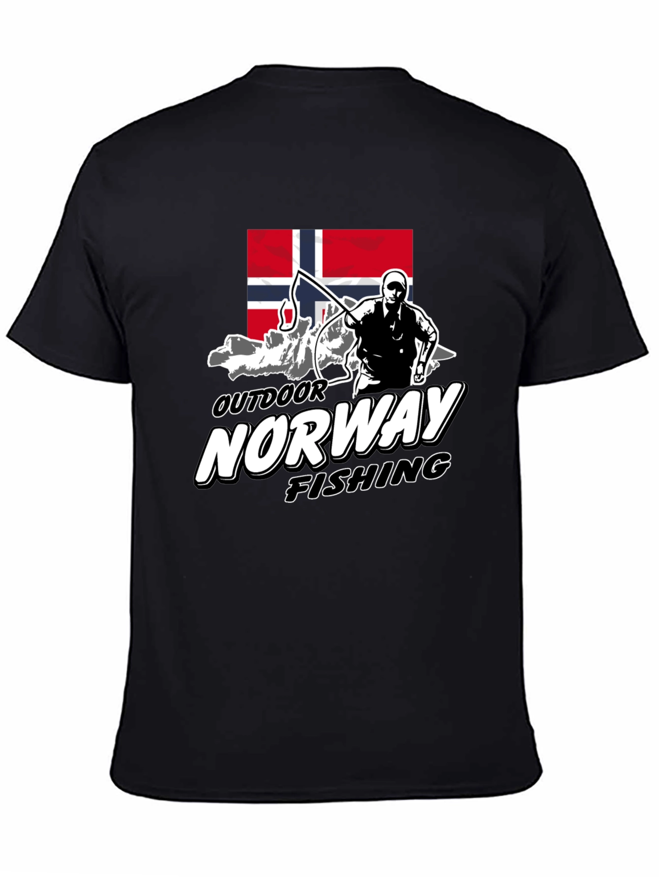 Norway Outdoor Fishing Graphic Tee - Black