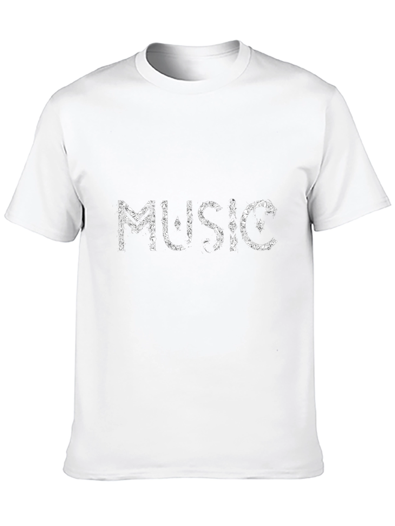 Music Motif Black Cotton Crewneck T-Shirt