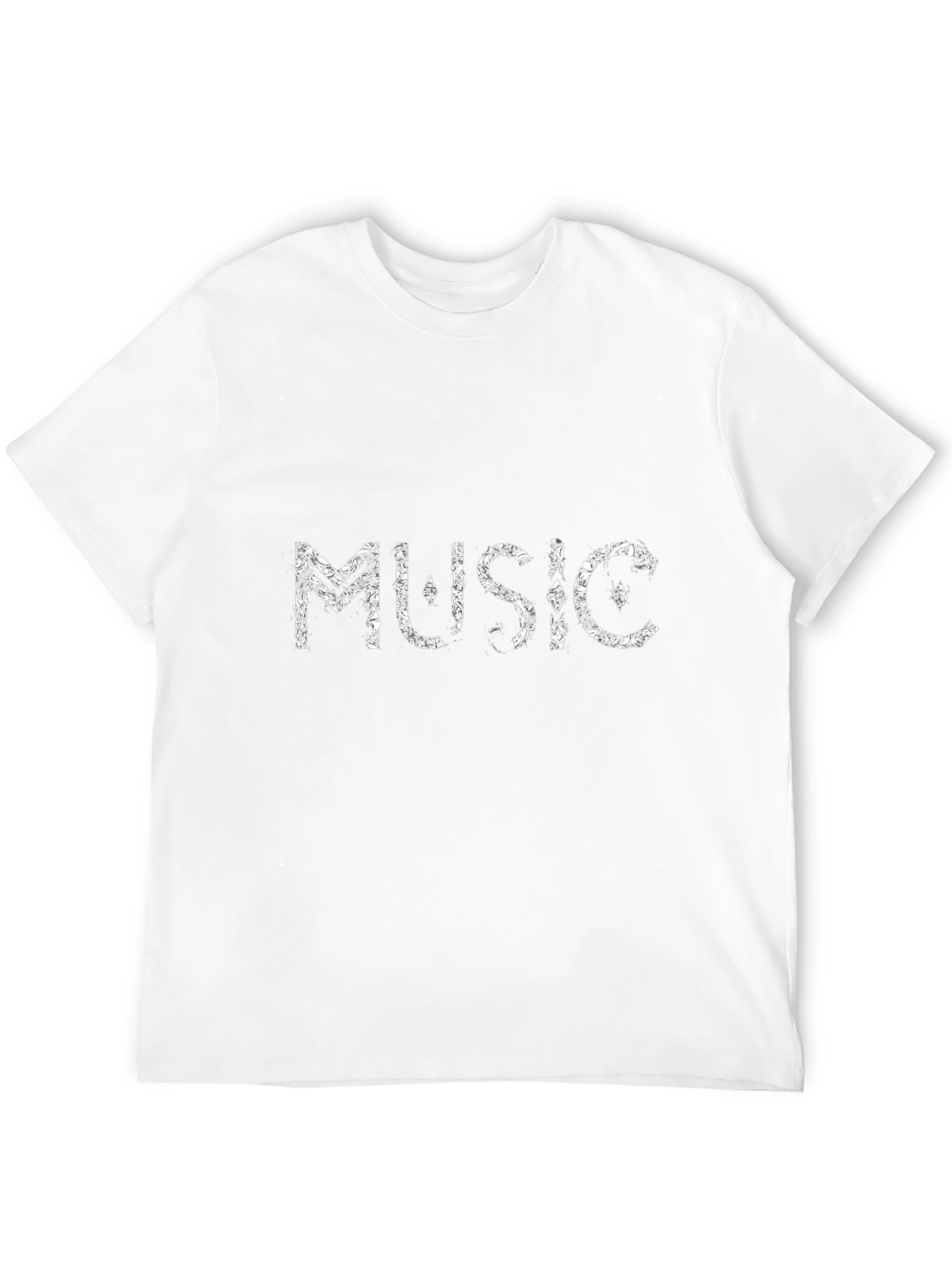 Music Motif Black Cotton Crewneck T-Shirt