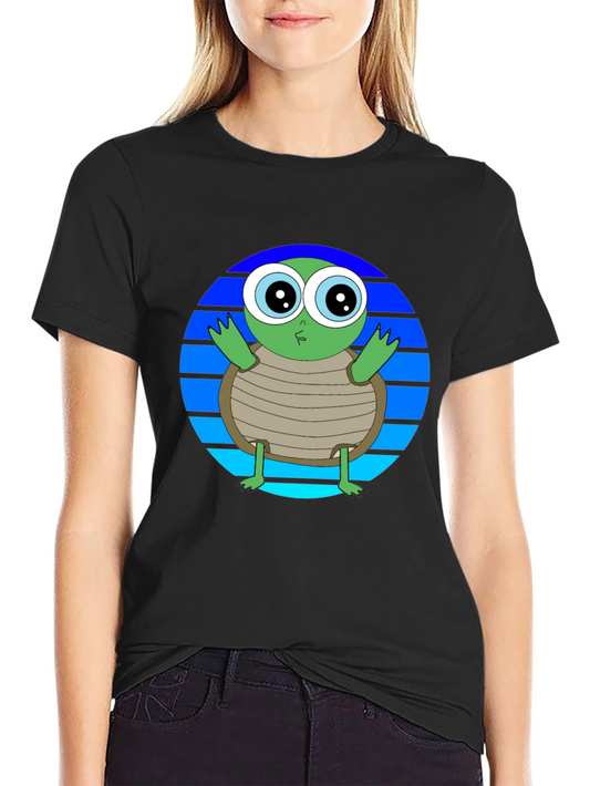 Cartoon Turtle Graphic Tee - Soft Cotton Blend