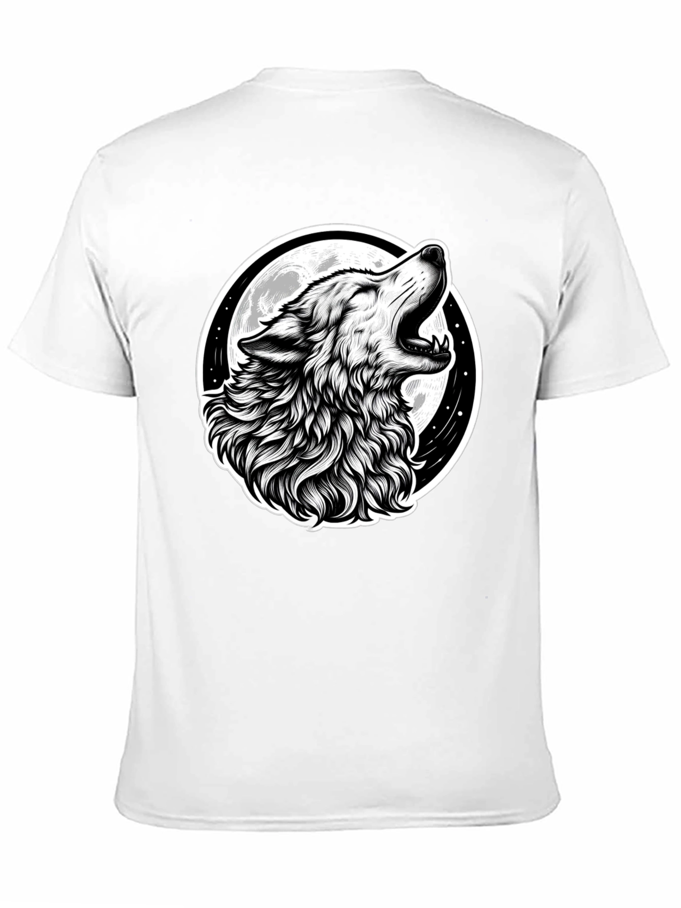 Wolf Howling at Moon Graphic Black T-Shirt