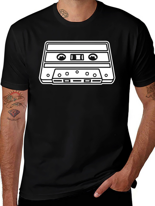 Retro Cassette Tape Graphic Tee - Black