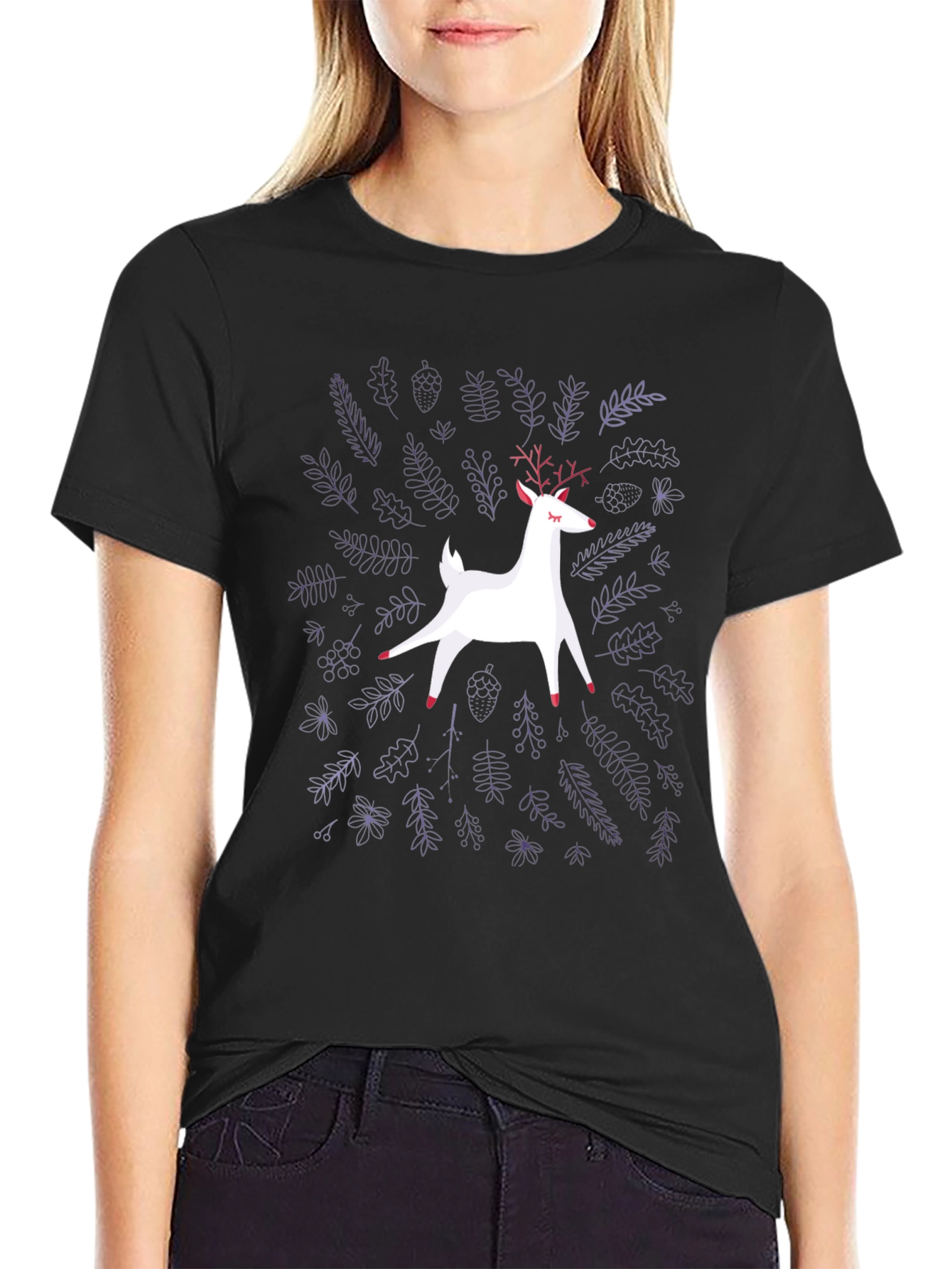 Deer Forest Black Graphic Tee