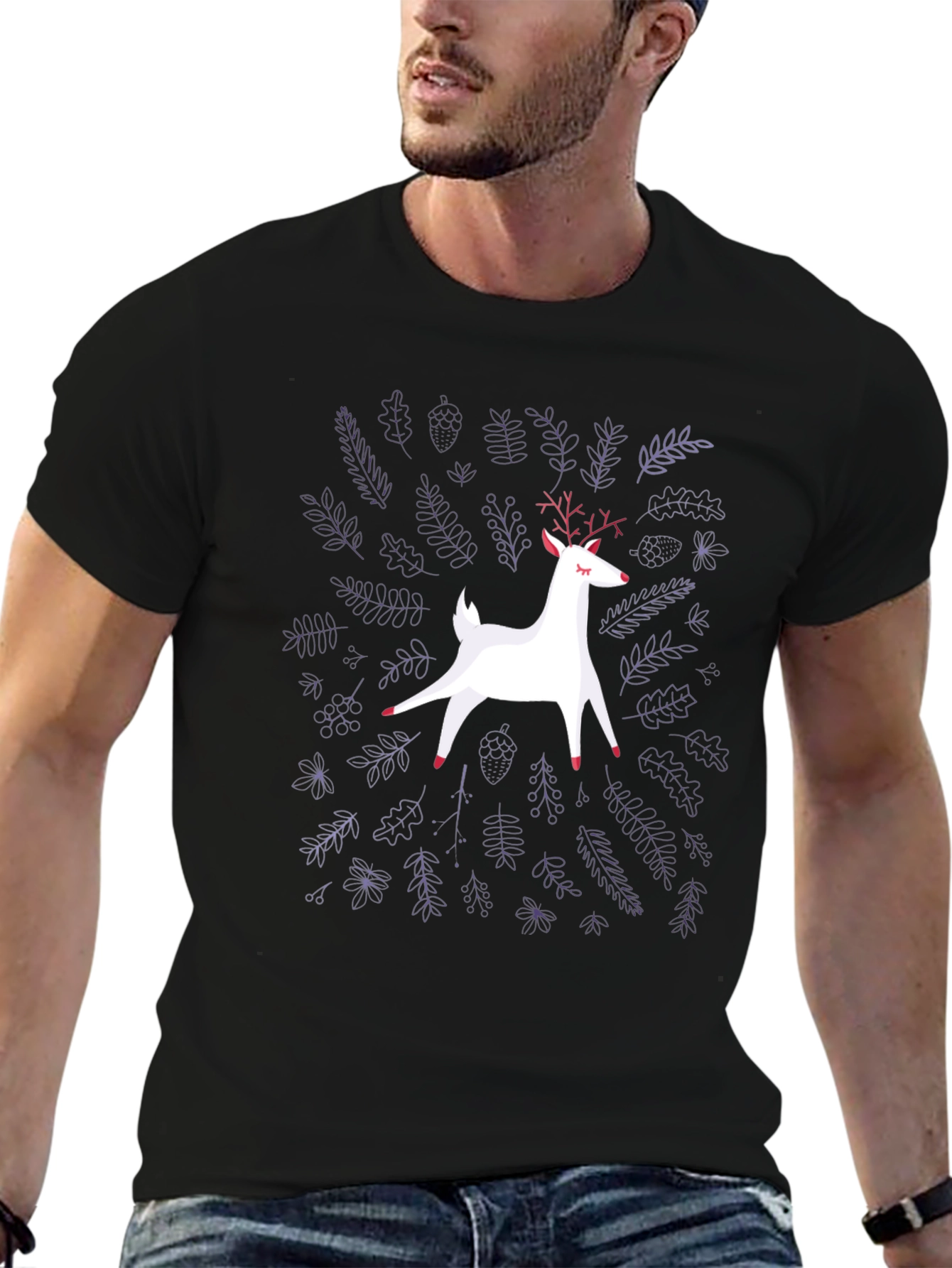 Deer Forest Black Graphic Tee
