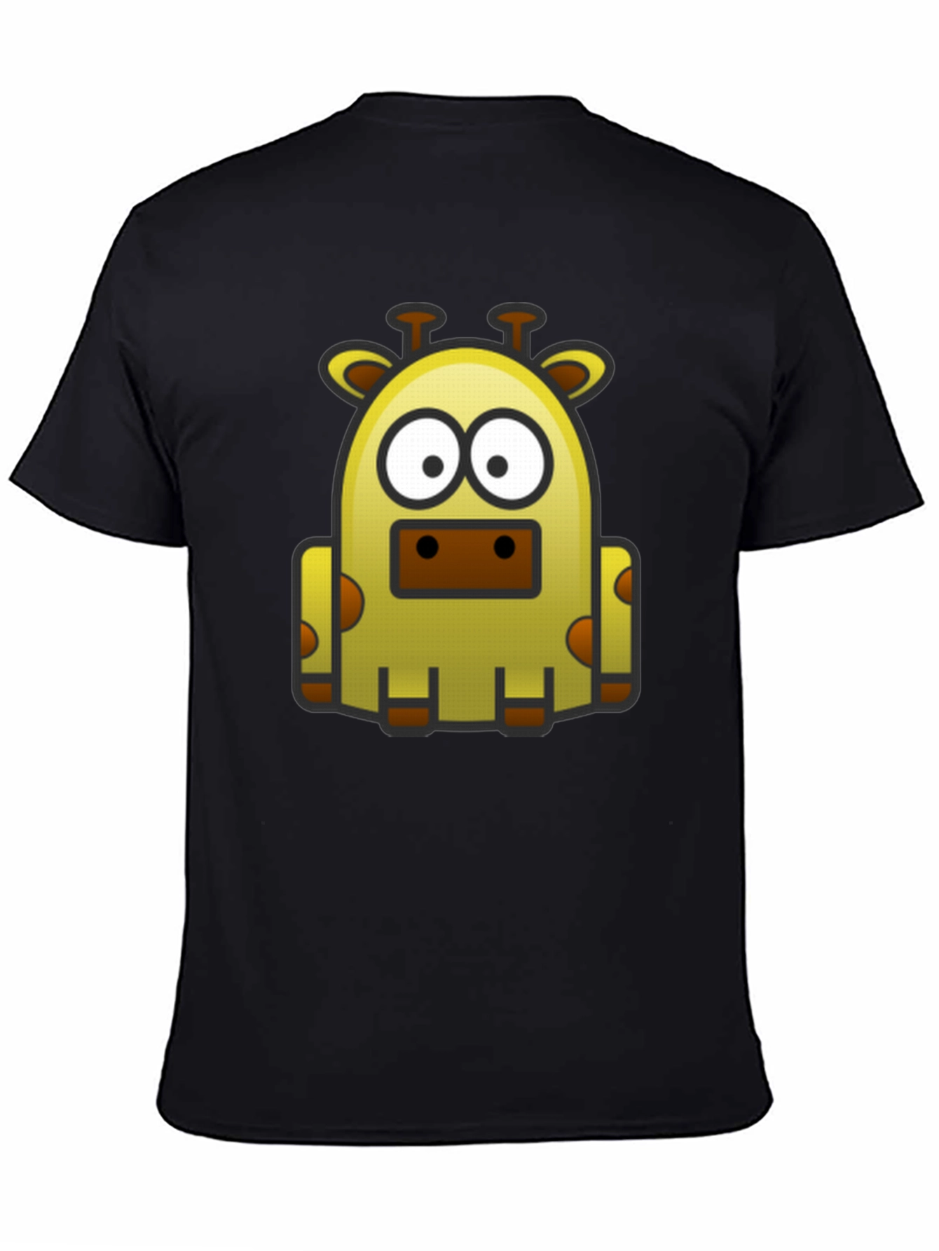 Cartoon Giraffe Graphic Tee - Black