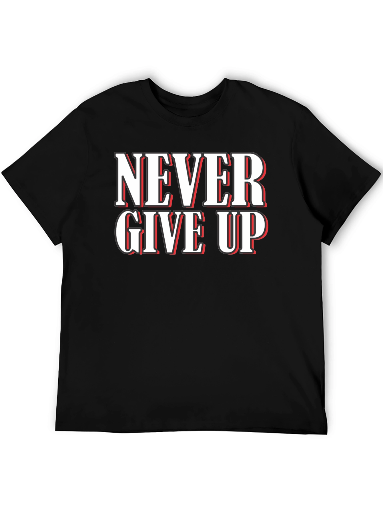 Never Give Up Graphic T-Shirt - Motivational Black Tee