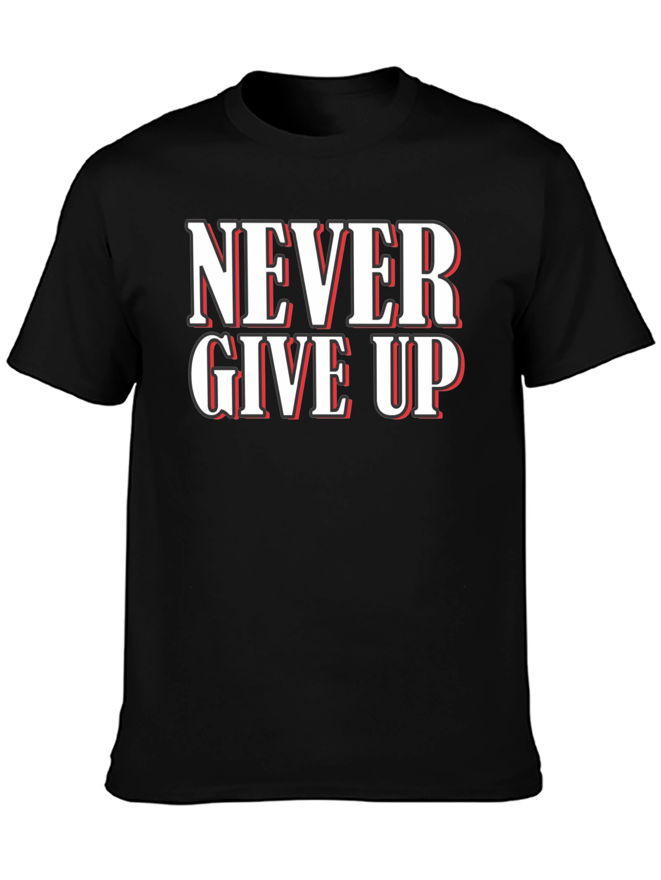 Never Give Up Graphic T-Shirt - Motivational Black Tee