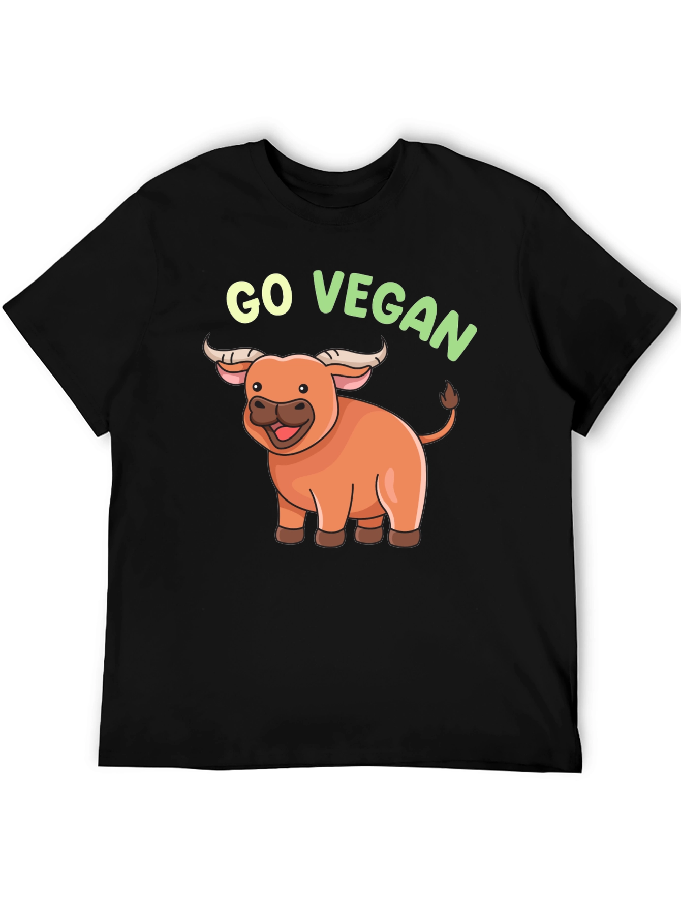 Go Vegan Cartoon Ox T-Shirt