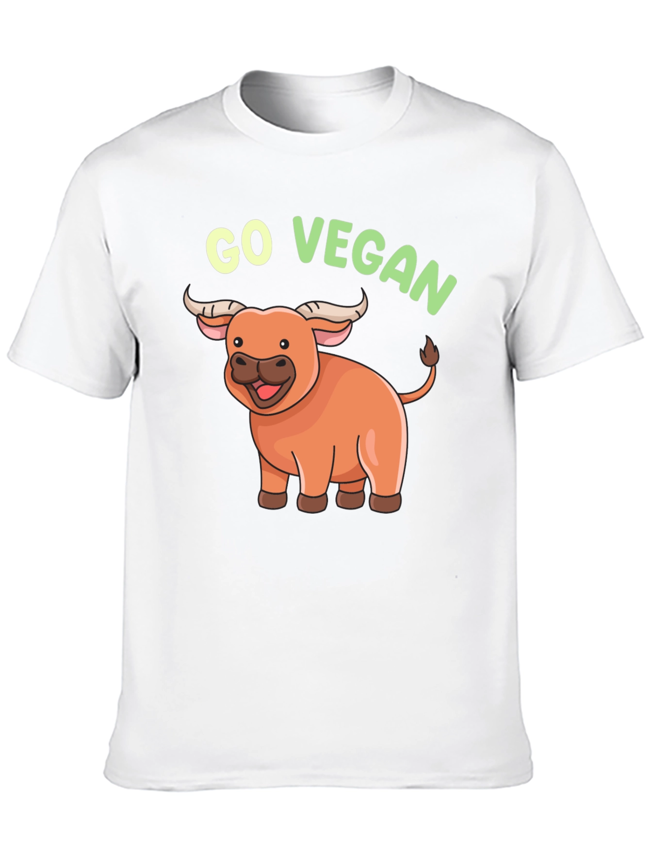 Go Vegan Cartoon Ox T-Shirt
