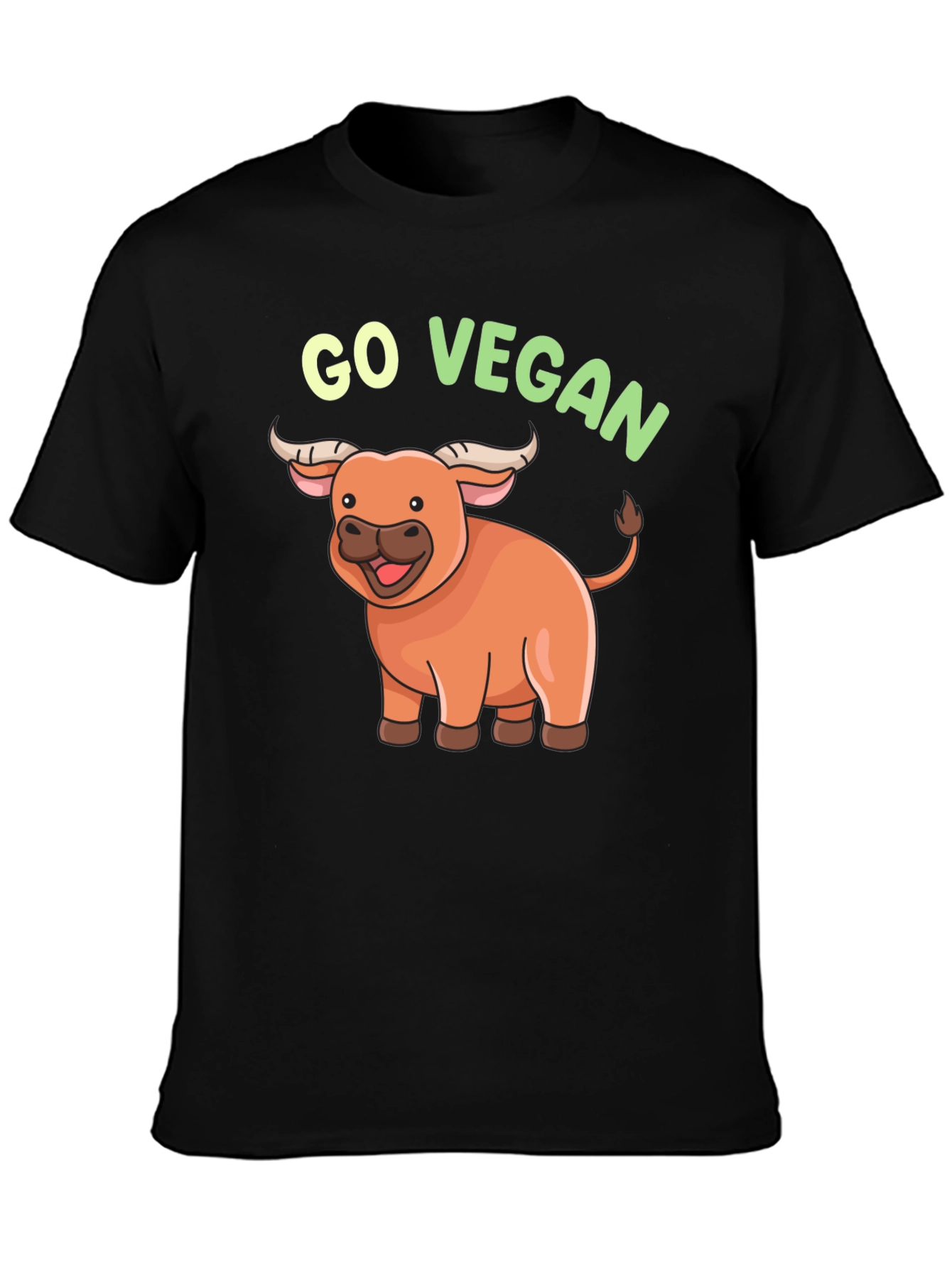 Go Vegan Cartoon Ox T-Shirt