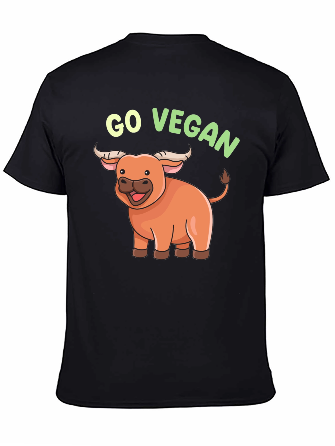 Go Vegan Cartoon Ox T-Shirt