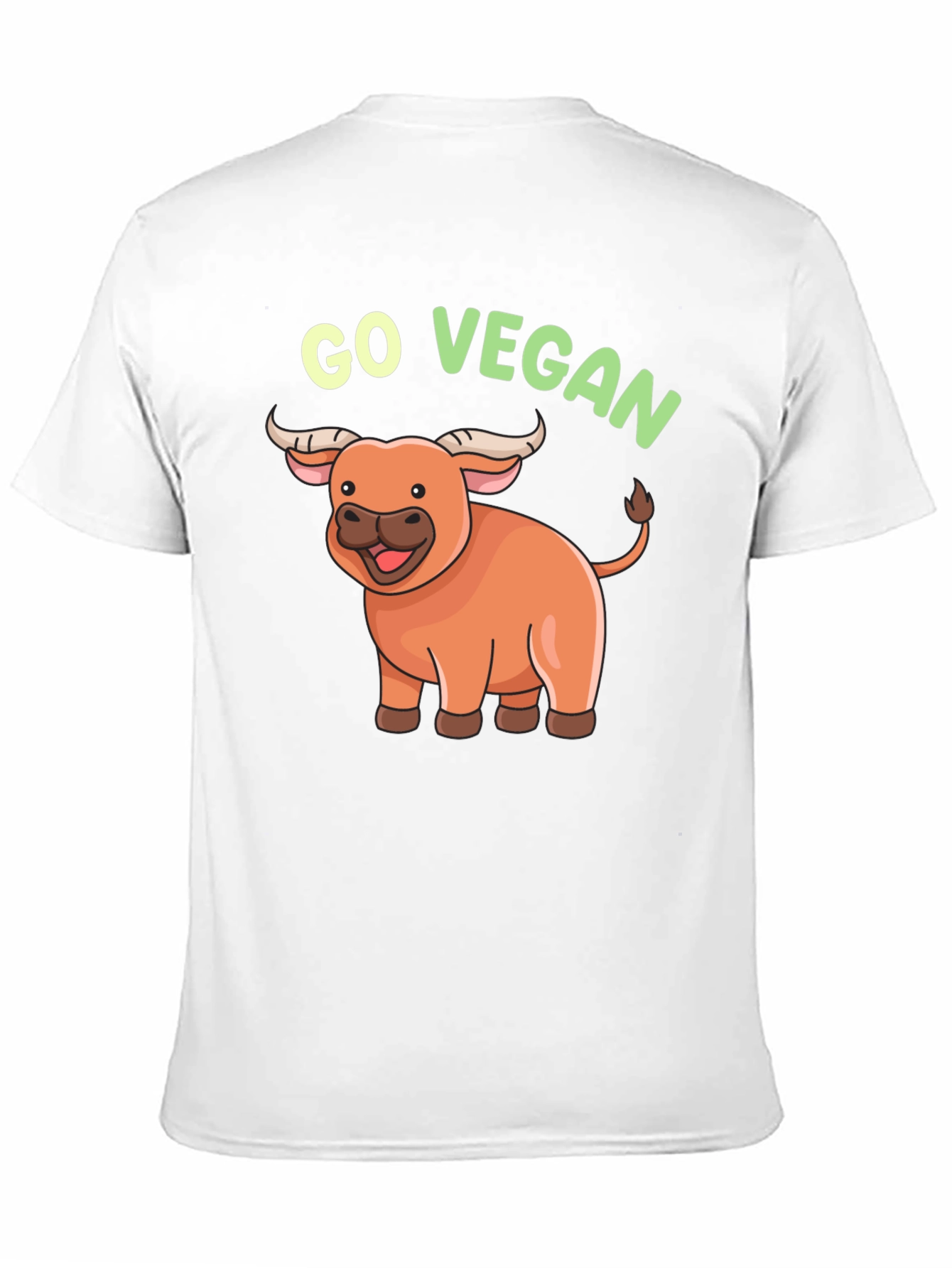 Go Vegan Cartoon Ox T-Shirt