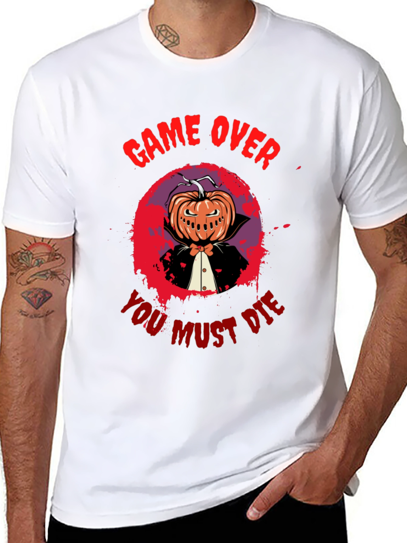 Game Over You Must Die Halloween Pumpkin T-Shirt