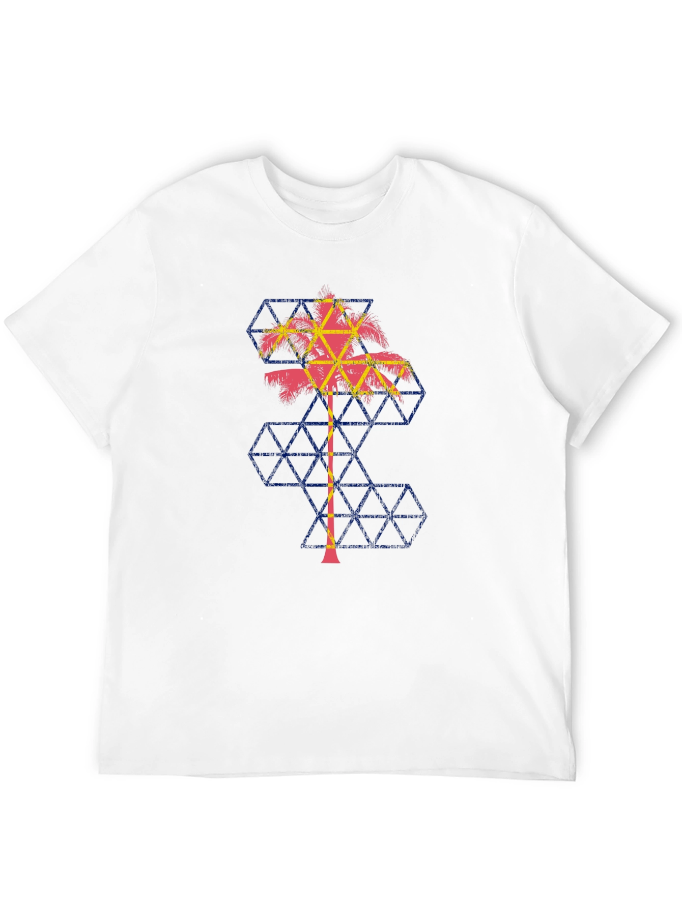 Geometric Palm Tree Graphic Tee - Black