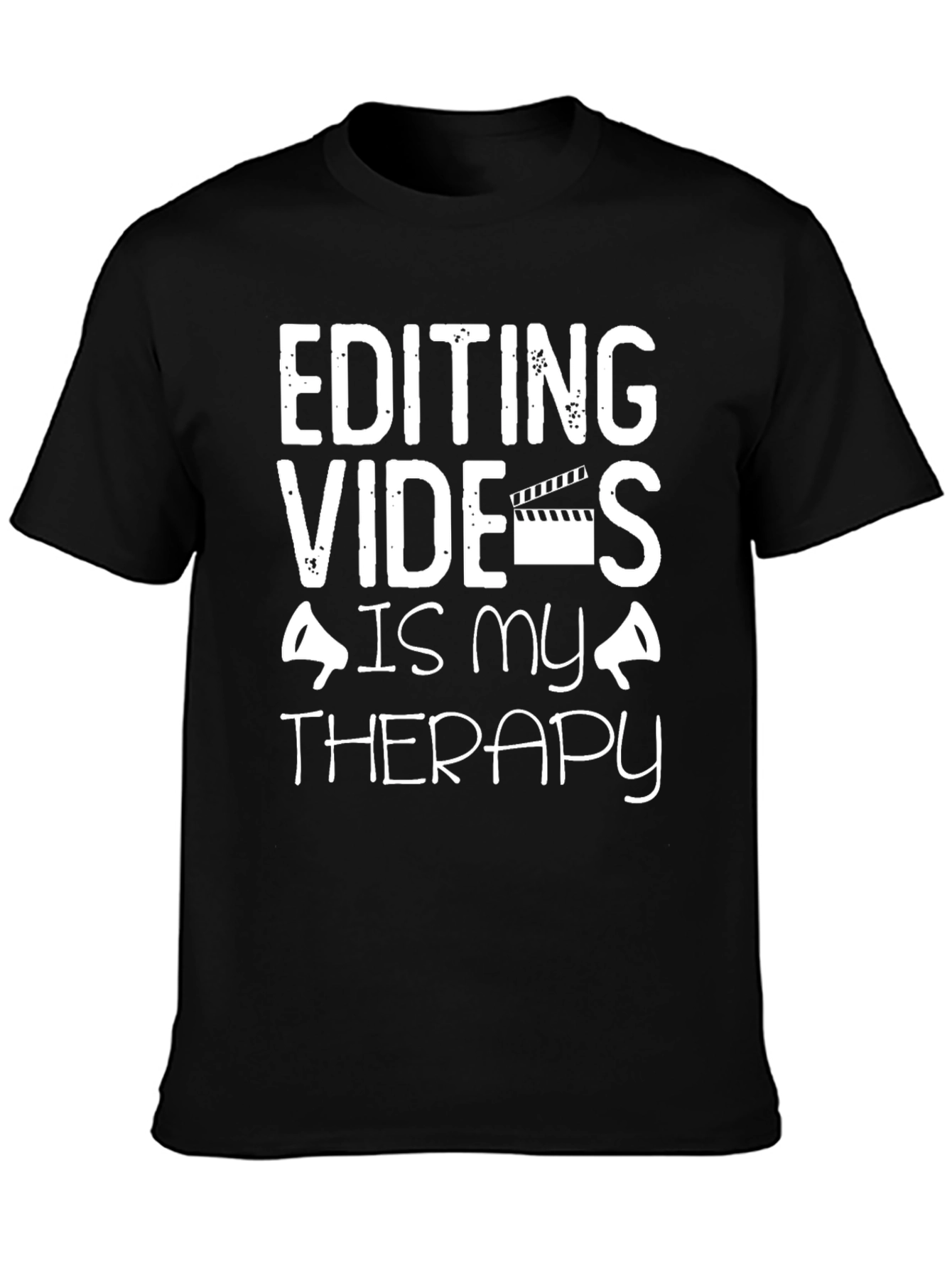Editing Videos Is My Therapy Black Graphic T-Shirt