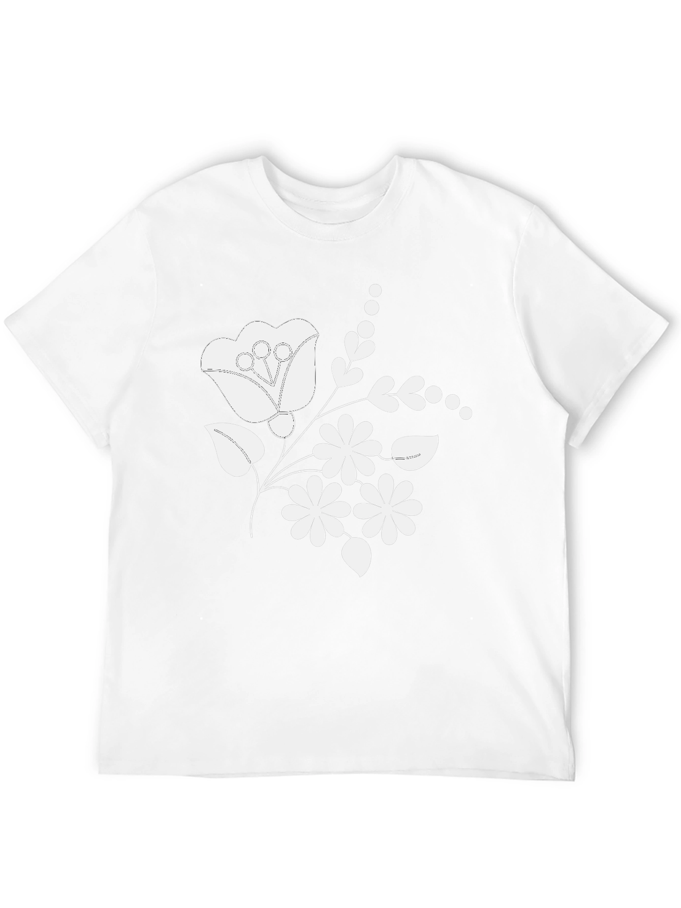 Floral Embroidered Mens T-Shirt - Classic Black Tee