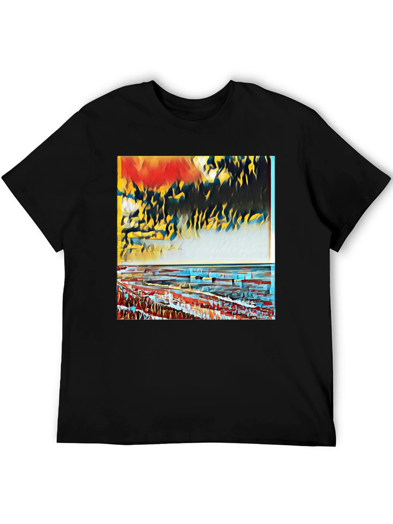 Abstract Art Graphic Tee - Black