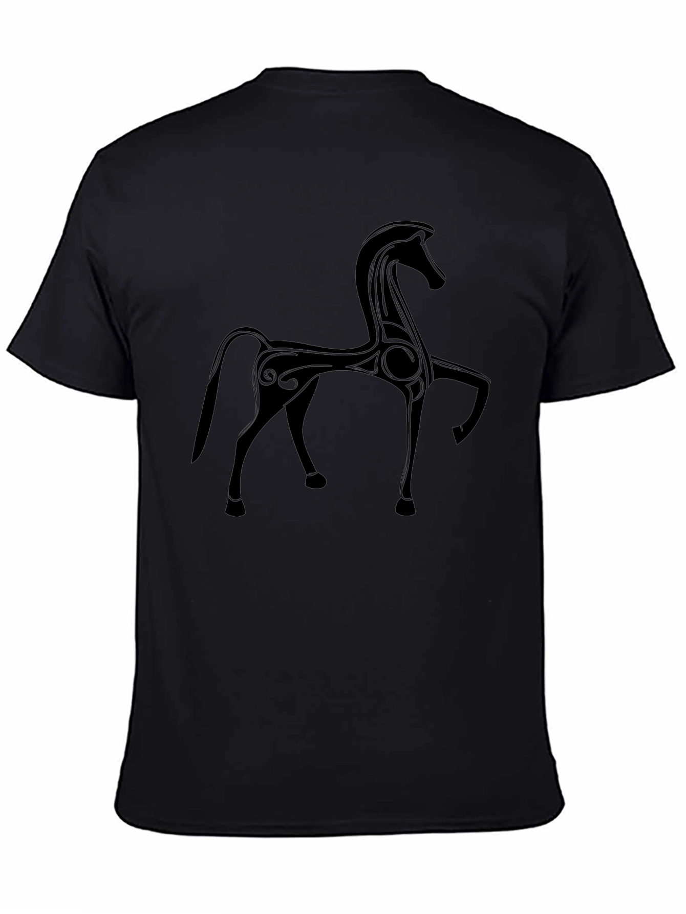 Stylized Horse Graphic Black T-Shirt