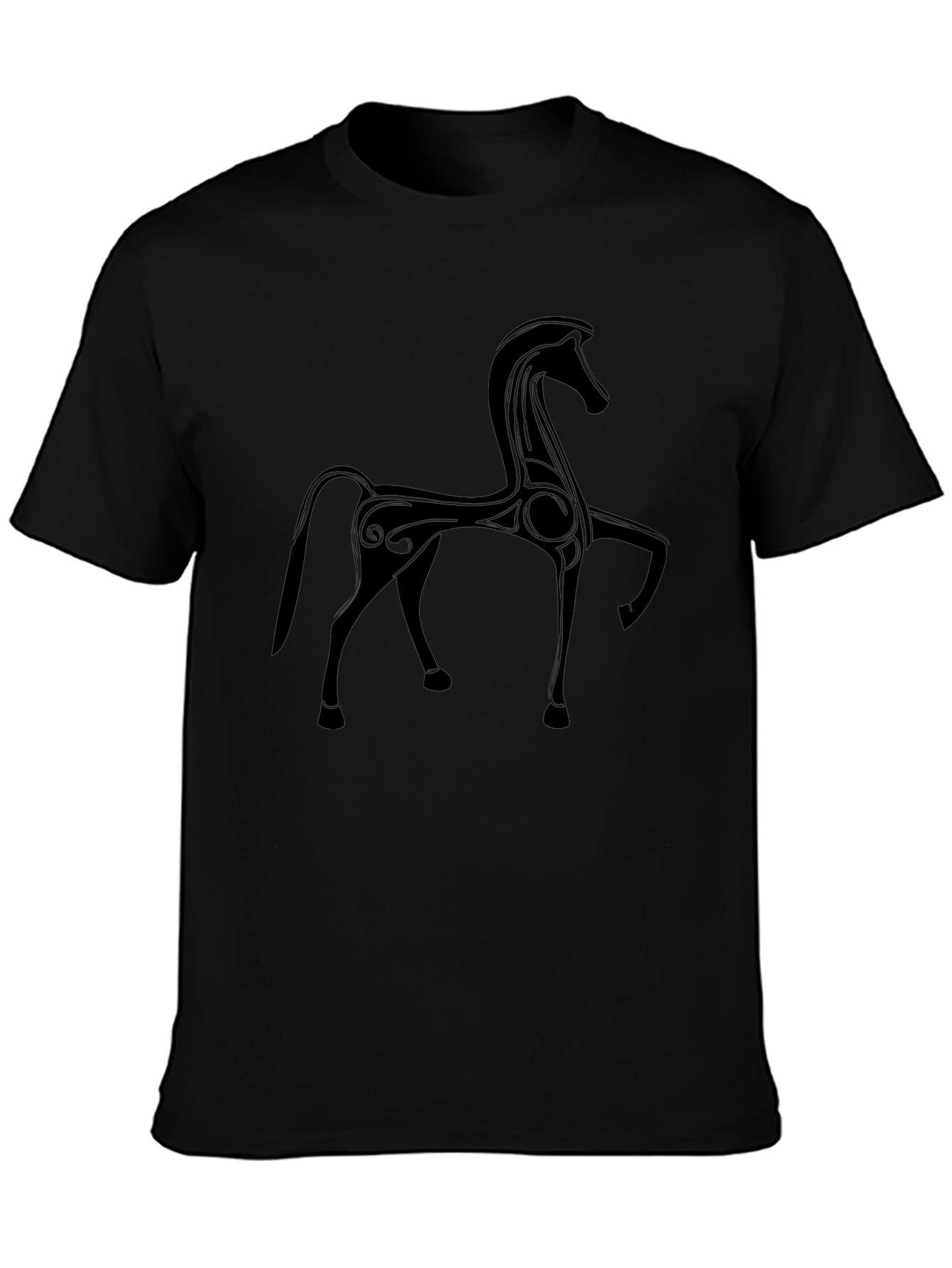 Stylized Horse Graphic Black T-Shirt