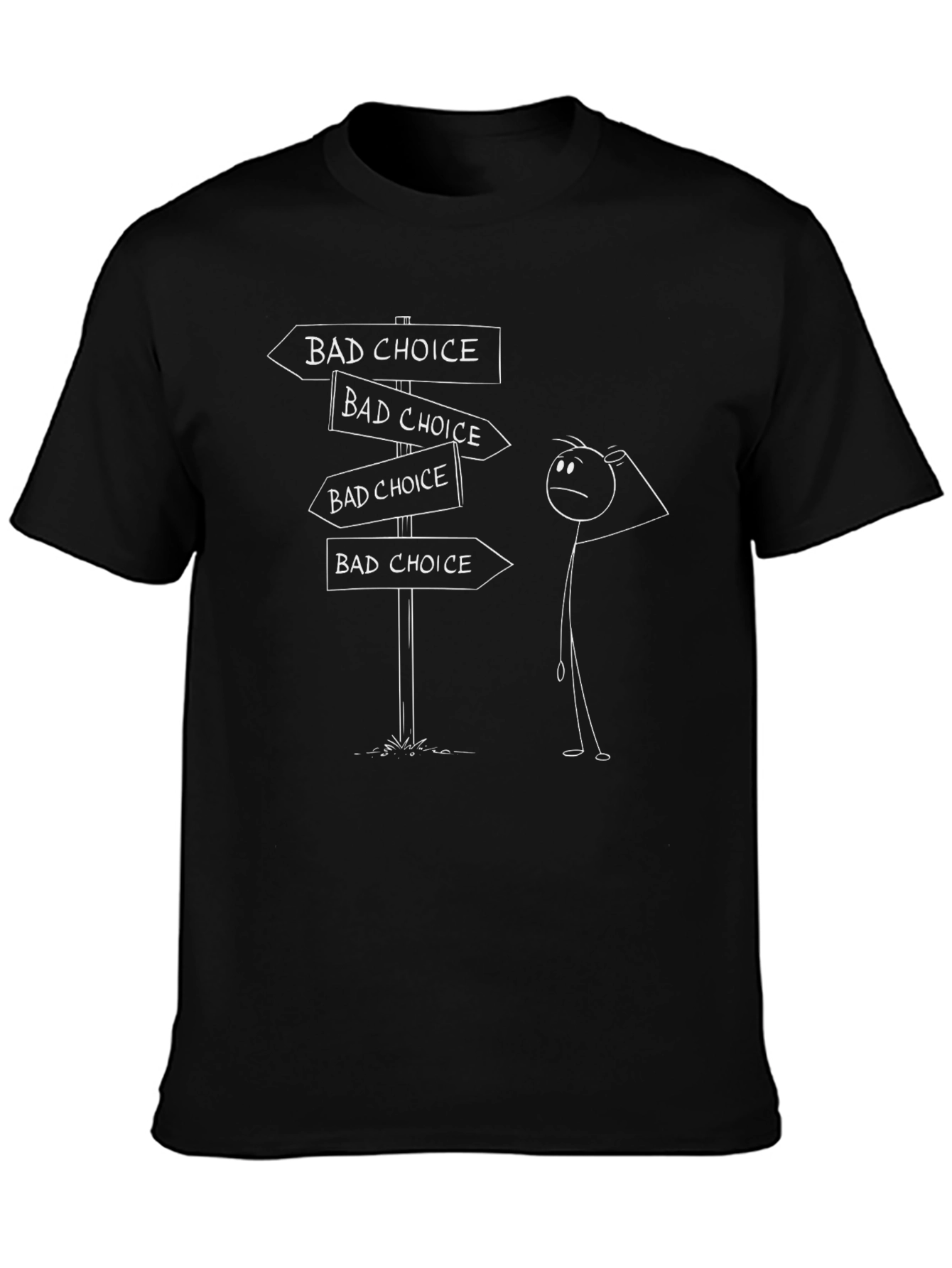Bad Choice Stick Figure T-Shirt - Funny Dilemma Tee