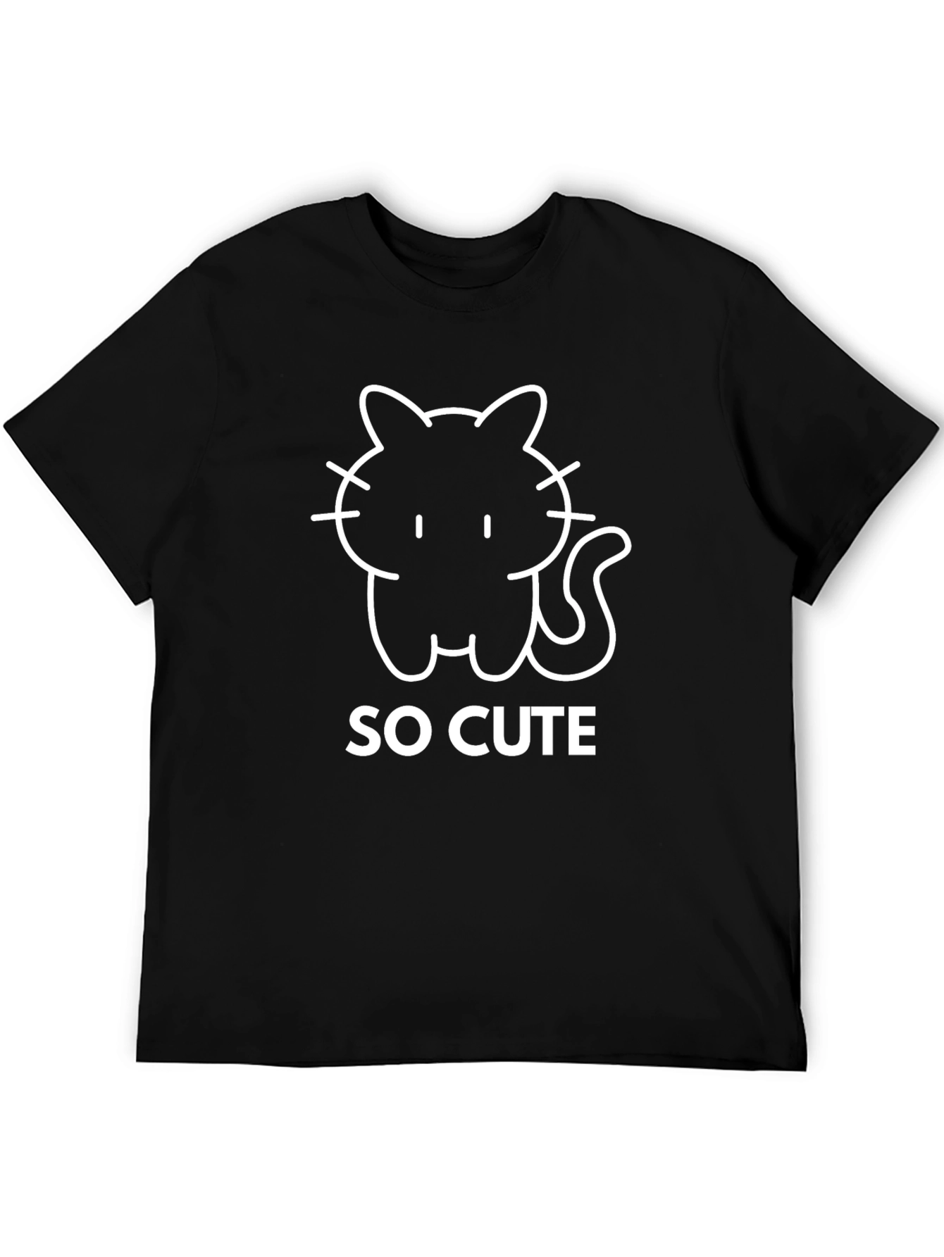 So Cute Cat Graphic Tee - Black T-Shirt