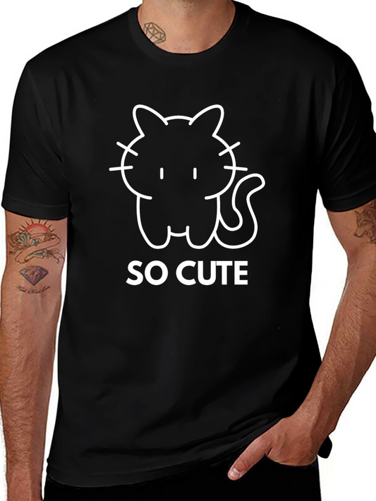 So Cute Cat Graphic Tee - Black T-Shirt