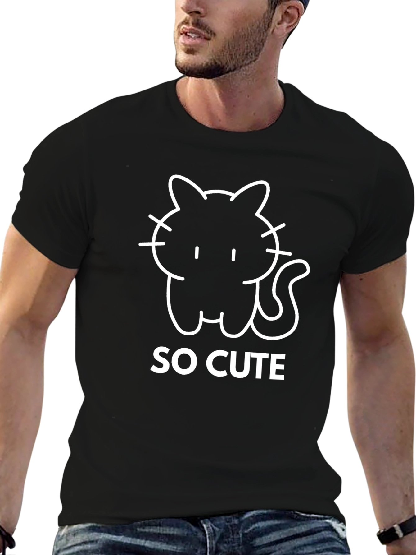 So Cute Cat Graphic Tee - Black T-Shirt
