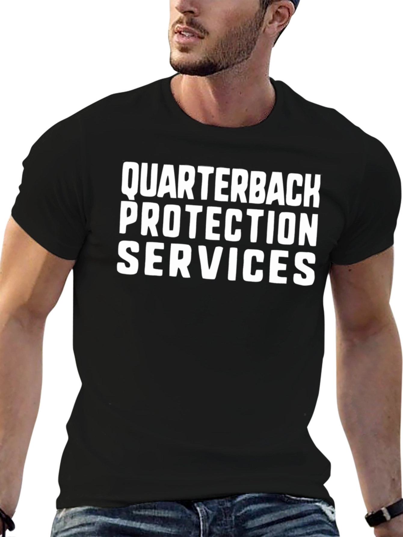 Quarterback Protection Services Black T-Shirt